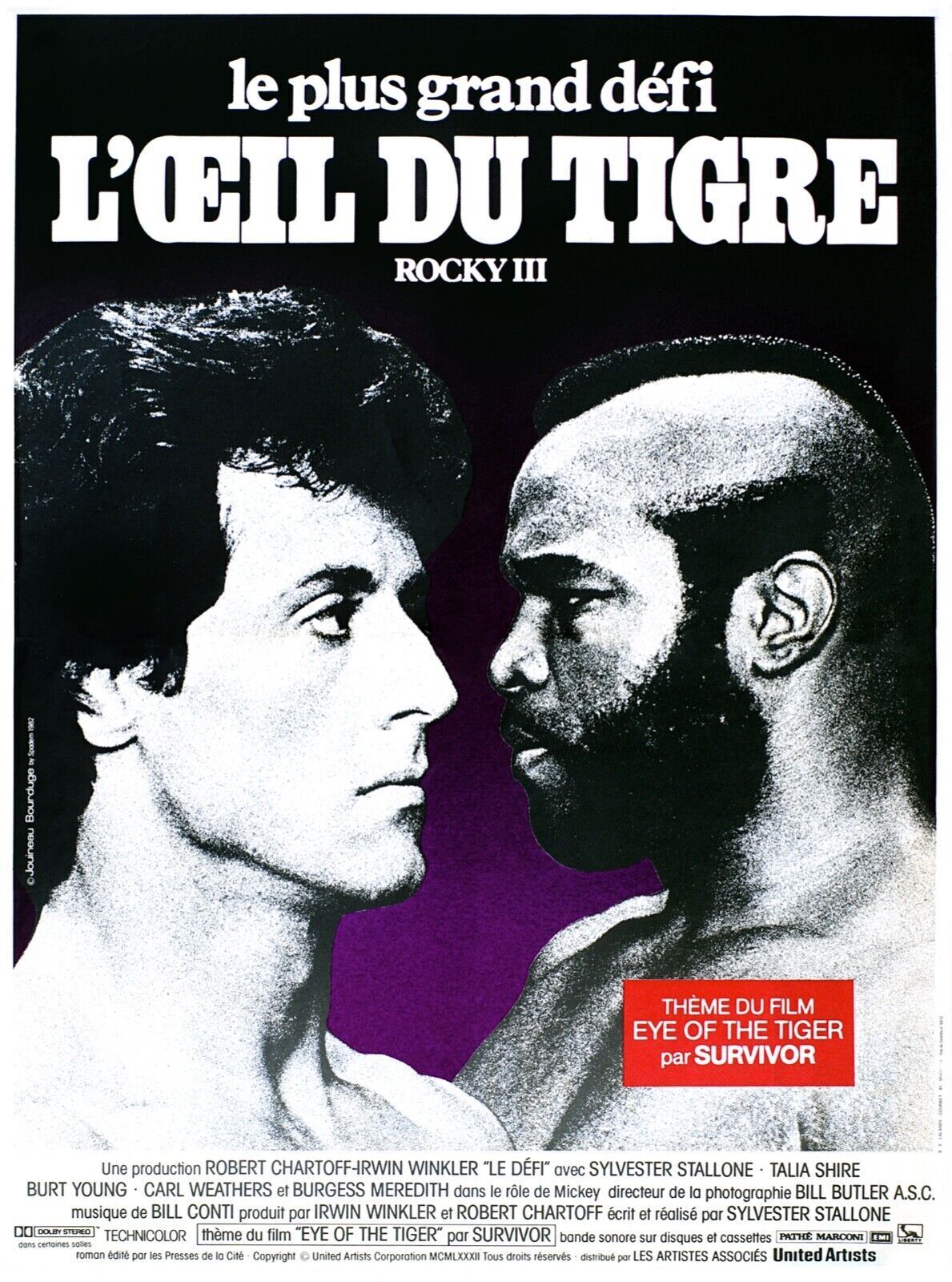 ROCKY III, EL OJO DEL TIGRE, SYLVESTER STALLONE, 1982, Póster de cine réplica, HQ