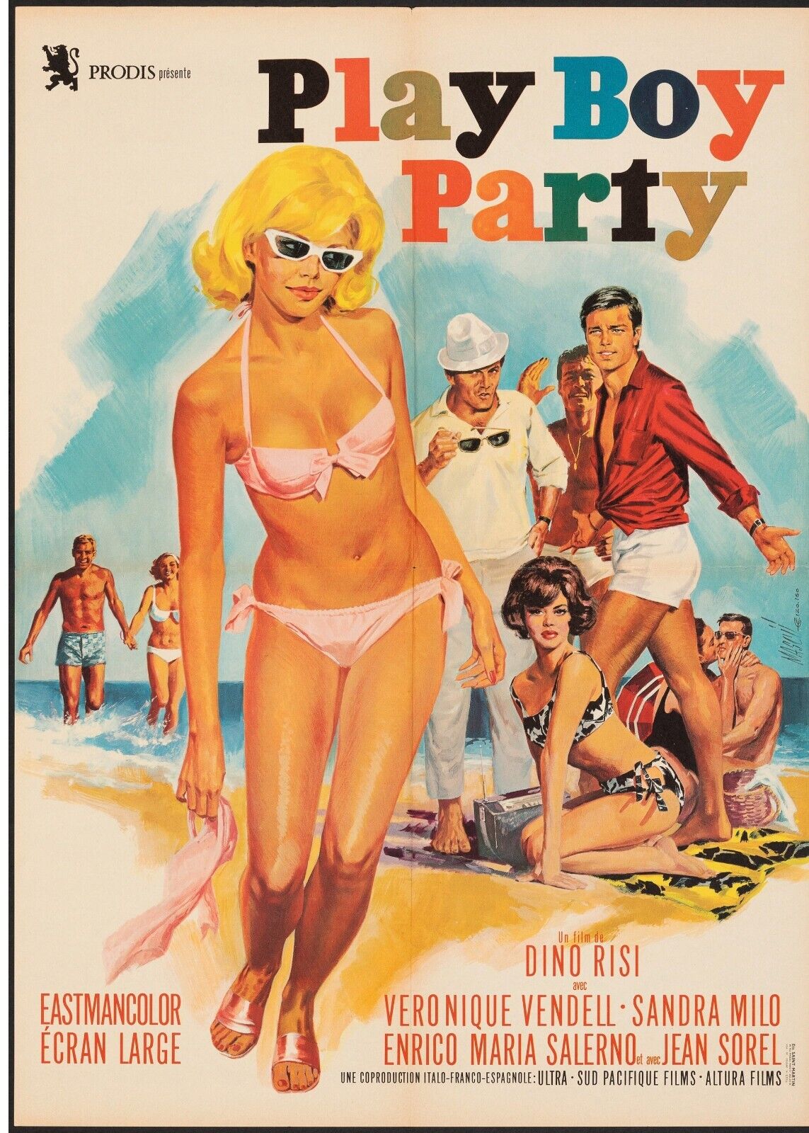 PLAY BOY PARTY, SANDRA MILO, 1965 repro affiche de cinema VINTAGE, HQ