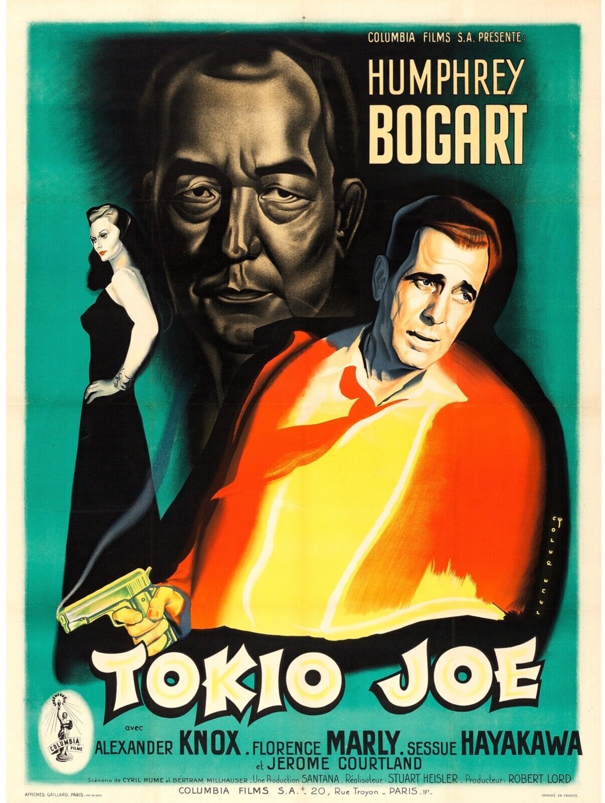 TOKIO JOE, HUMPHREY BOGART, FLORENCE MARLY, 1949, REPRODUCCIÓN DE CARTEL DE CINE VINTAGE, HQ