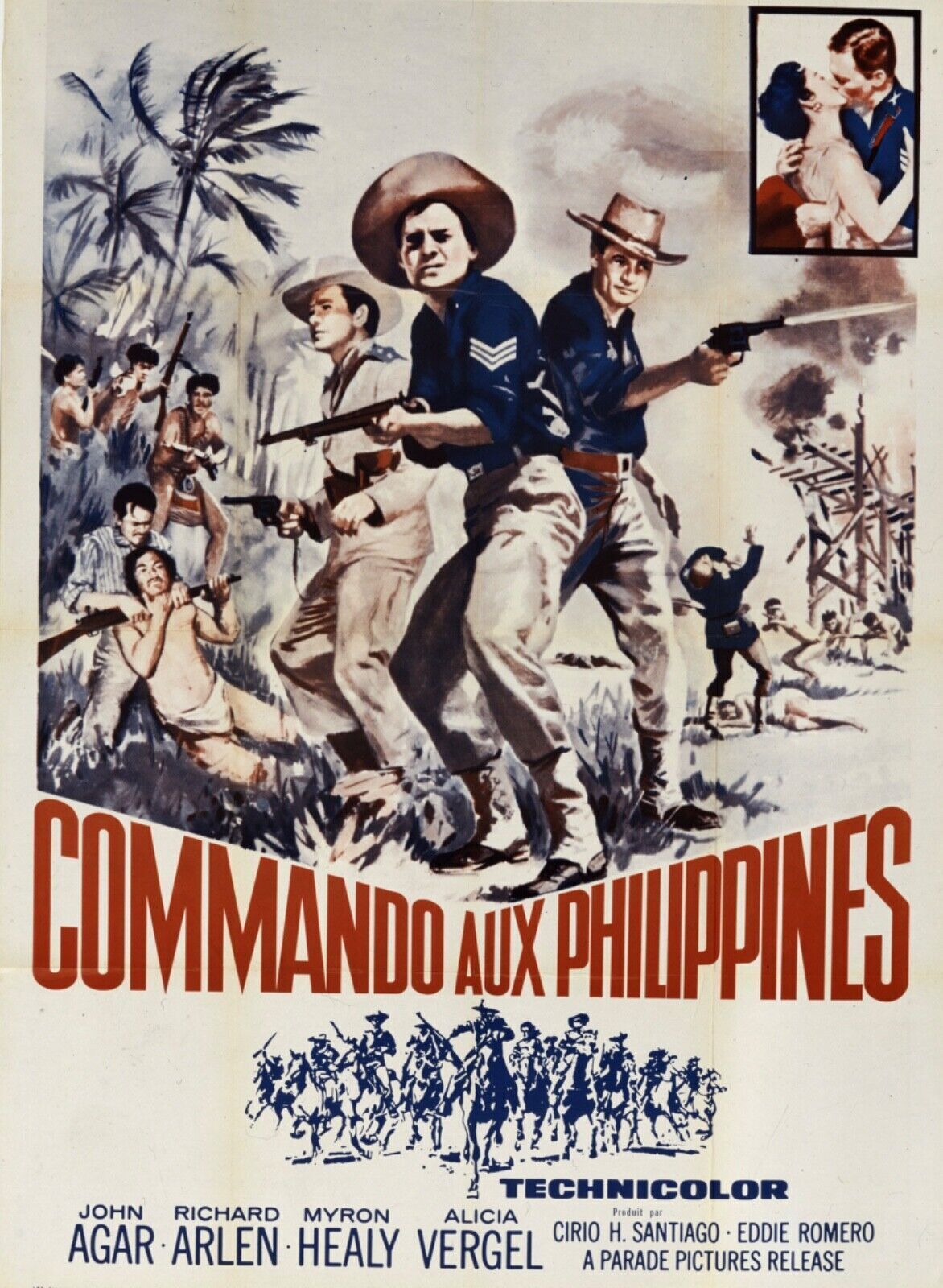 COMMANDO AUX PHILIPPINES, JOHN AGAR - REPRO AFFICHE CINEMA VINTAGE
