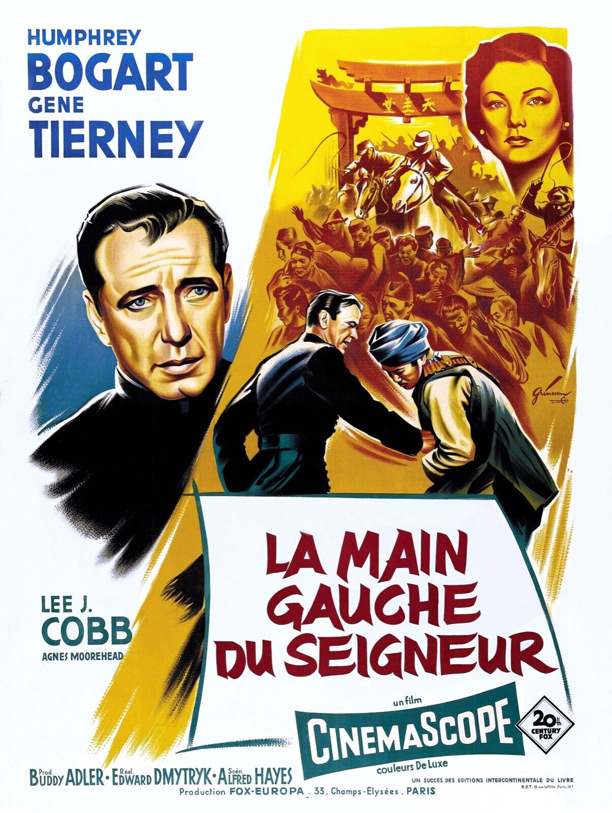 LA MAIN GAUCHE DU SEIGNEUR, HUMPHREY BOGART, 1955, REPRO AFFICHE CINEMA VINTAGE, HQ