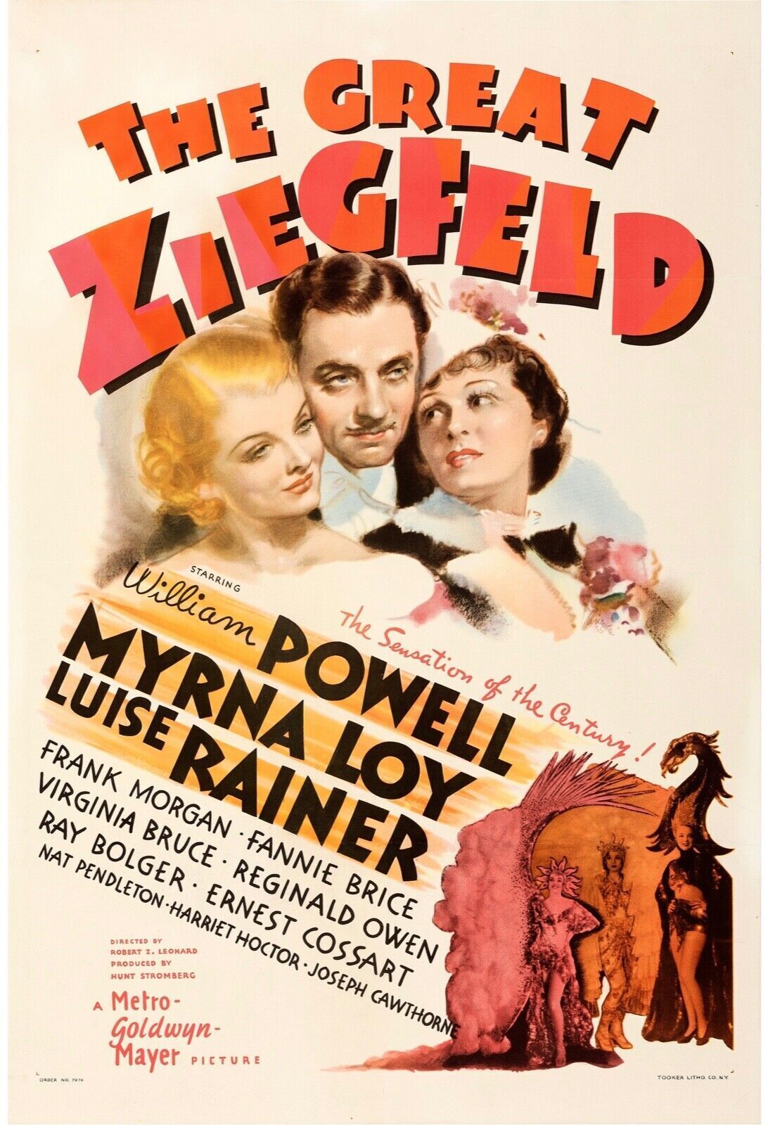 THE GREAT ZIEGFELD, WILLIAM POWELL, 1936, REPRO AFFICHE DE CINEMA, HQ