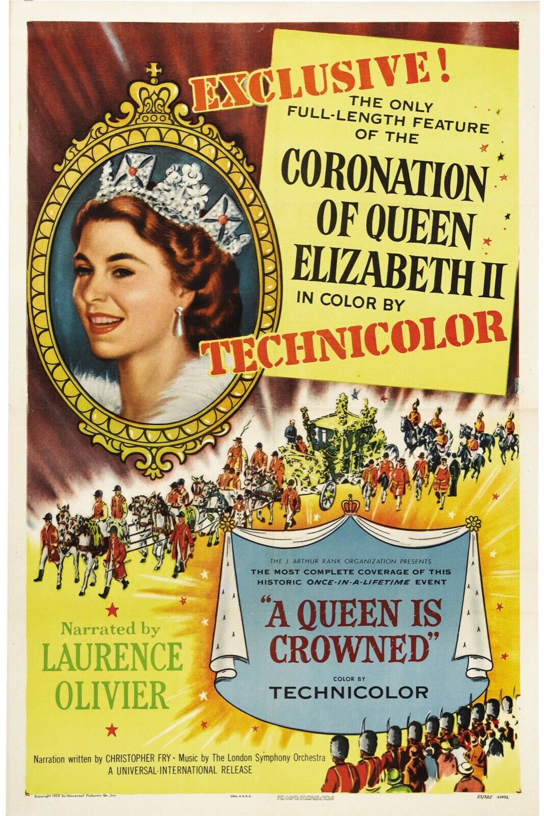 COURONNEMENT/CORONATION D'ELIZABETH II, 1953, REPRO AFFICHE VINTAGE HQ