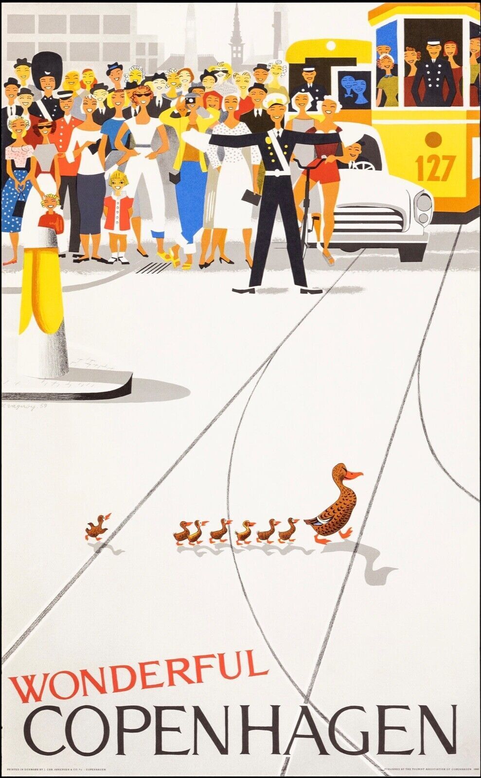 WONDERFUL COPENHAGEN, REPRO VINTAGE TOURIST POSTER, HQ.