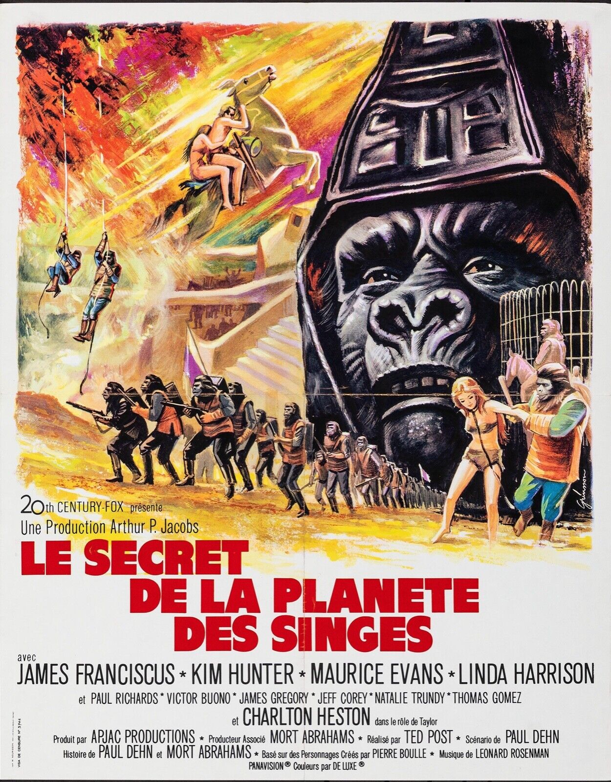 LE SECRET DE LA PLANÈTE DES SINGES, JAMES FRANCISCUS, 1970, REPRO AFFICHE CINEMA VINTAGE HQ