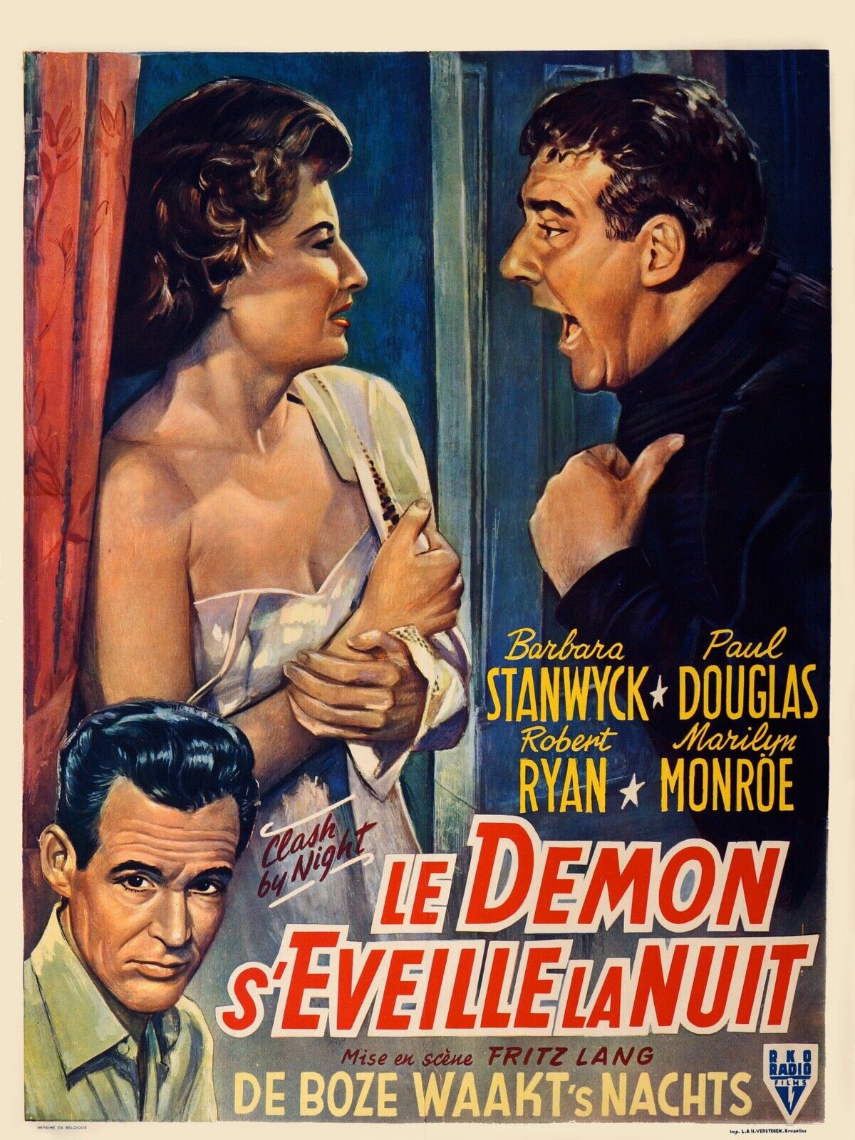 THE DEVIL AWAKENS IN THE NIGHT, ROBERT RYAN, 1952, REPRO VINTAGE CINEMA POSTER, HQ