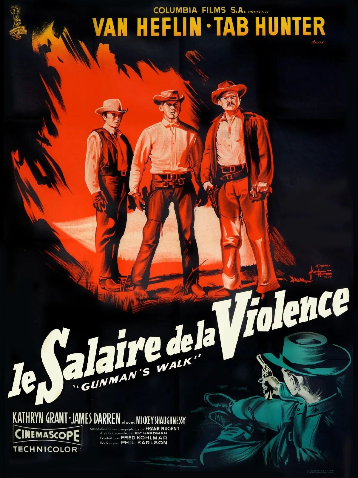 LE SALAIRE DE LA VIOLENCE, VAN HEFLIN, 1958, REPRO AFFICHE CINEMA VINTAGE, HQ
