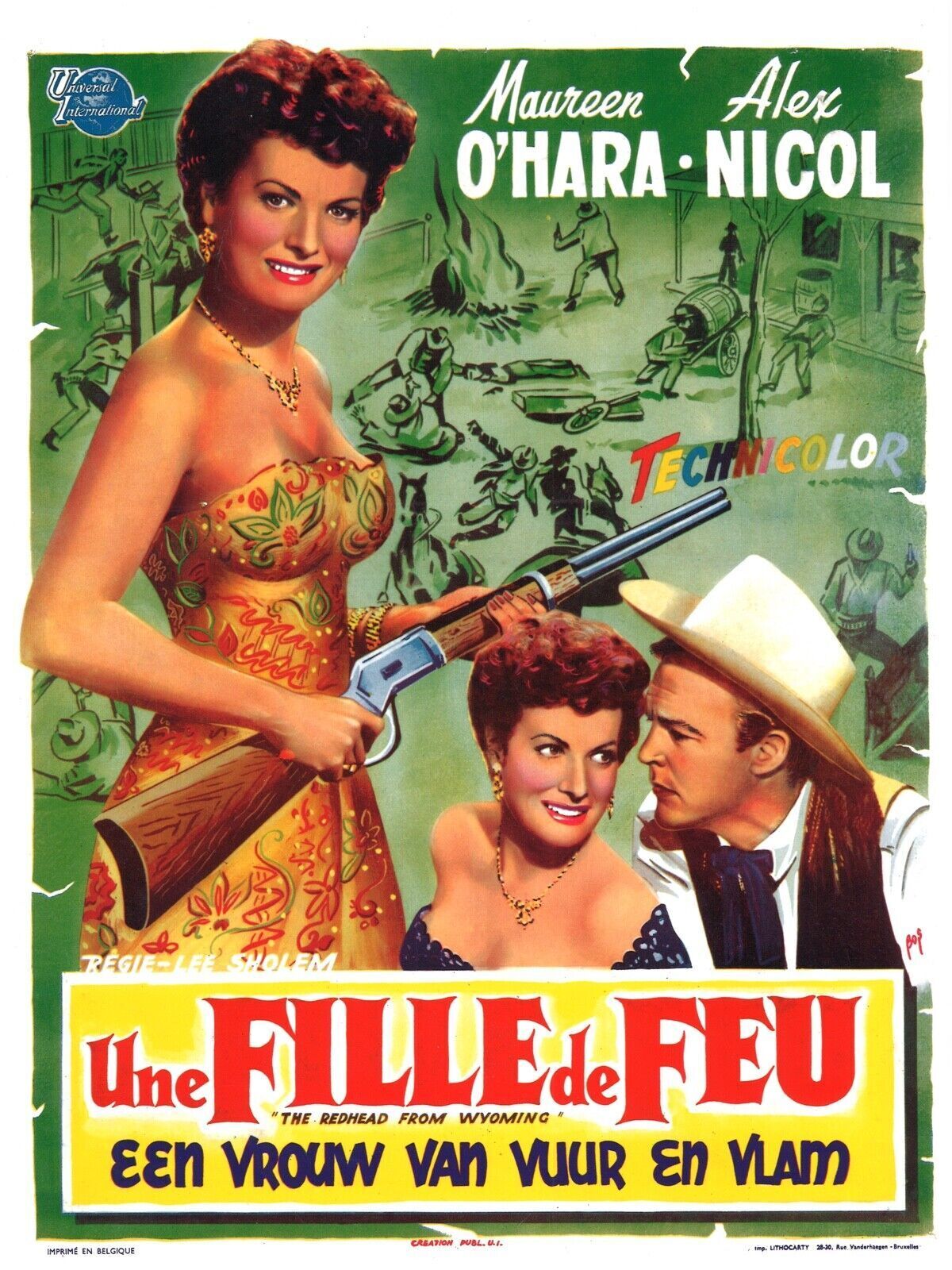 UNA CHICA DE BOMBEROS, MAUREEN O'HARA, ALEX NICOL, póster de cine Repro y lienzo de alta calidad