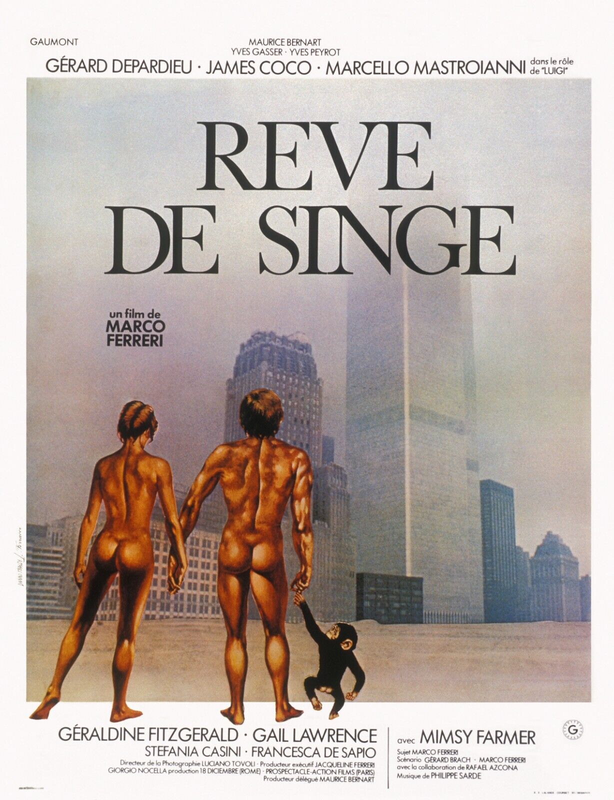 REVE DE SINGE, GERARD DEPARDIEU, 1978, Repro affiche de cinema ,HQ