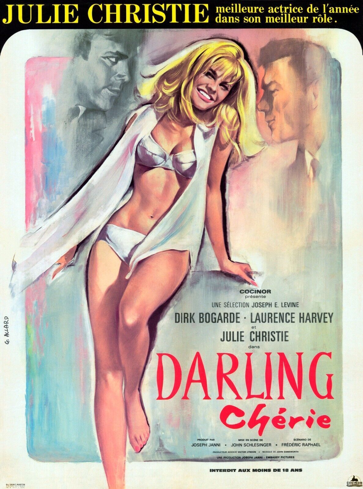 DARLING CHÉRIE, JULIE CHRISTIE, 1965, REPRODUCCIÓN DE PÓSTER DE PELÍCULA, VINTAGE, HQ