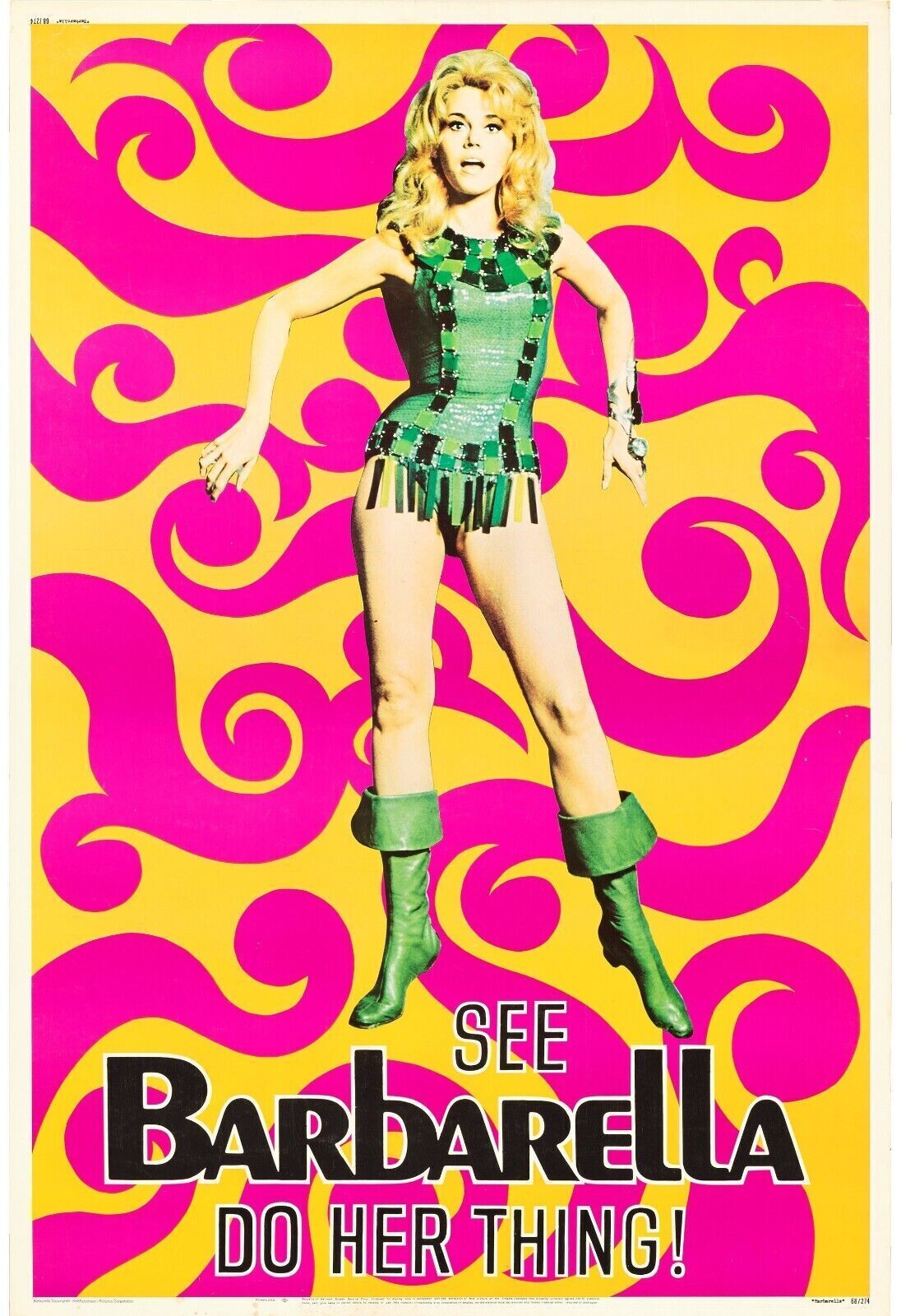 SEE BARBARELLA DO HER HING !  JANE FONDA, 1968, repro affiche de cinema, HQ