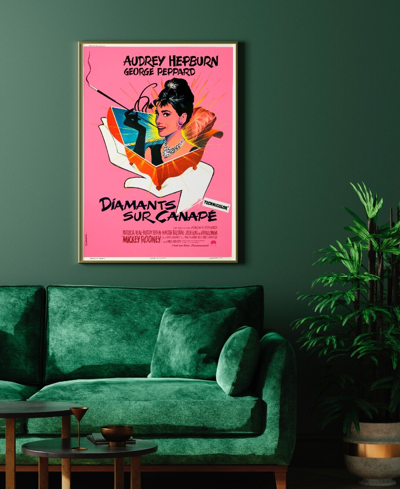 DIAMANTES EN EL DORMITORIO, AUDREY HEPBURN, 1961, REPRODUCCIÓN DE CARTEL DE PELÍCULA, VINTAGE, HQ