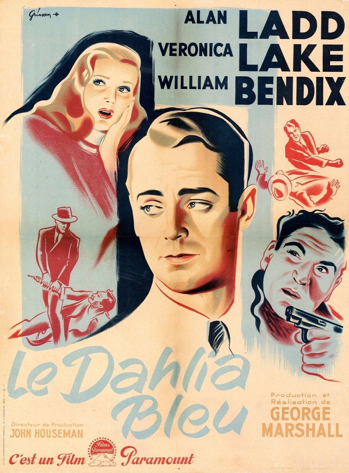THE BLUE DAHLIA, ALAN LADD, 1946, REPRO VINTAGE CINEMA POSTER, HQ