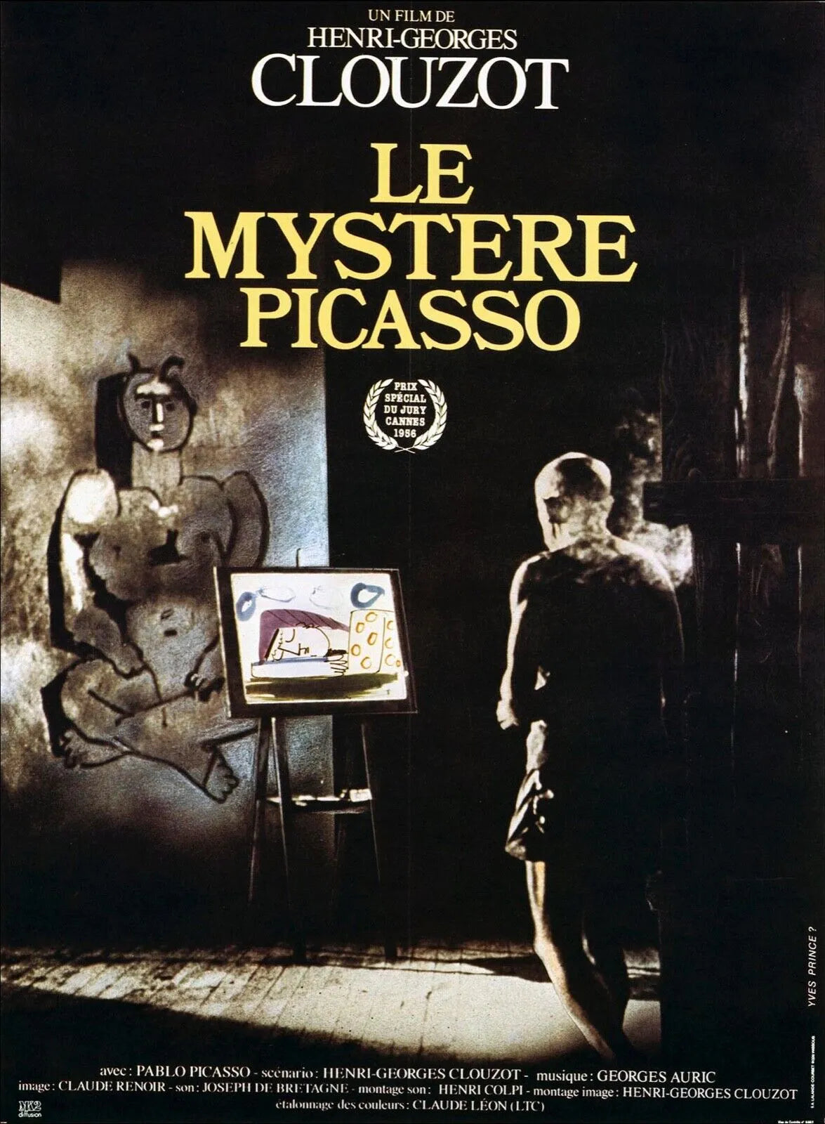 THE MYSTERY OF PICASSO, HENRI-GEORGES CLOUZOT, 1956, REPRO VINTAGE CINEMA POSTER, HQ