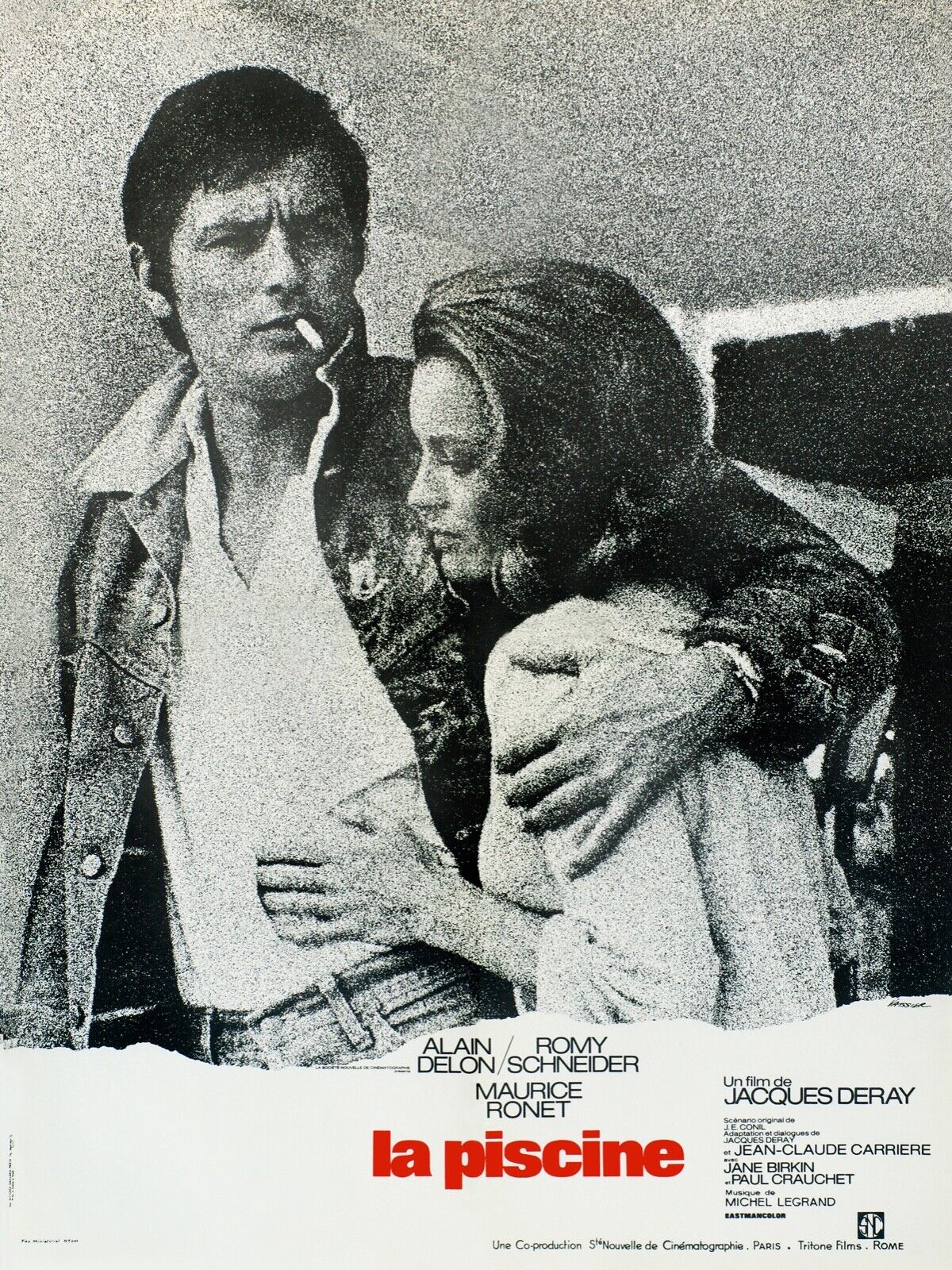 LA PISCINE, ALAIN DELON, ROMY SCHNEIDER, Repro affiche cinéma, VINTAGE, HQ