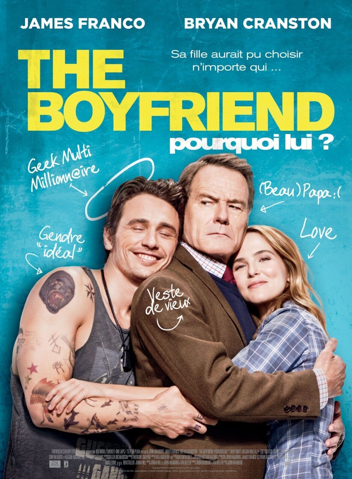 THE BOYFRIEND : POURQUOI LUI ? JAMES FRANCO, 2016, Repro Affiche cinéma VINTAGE, HQ