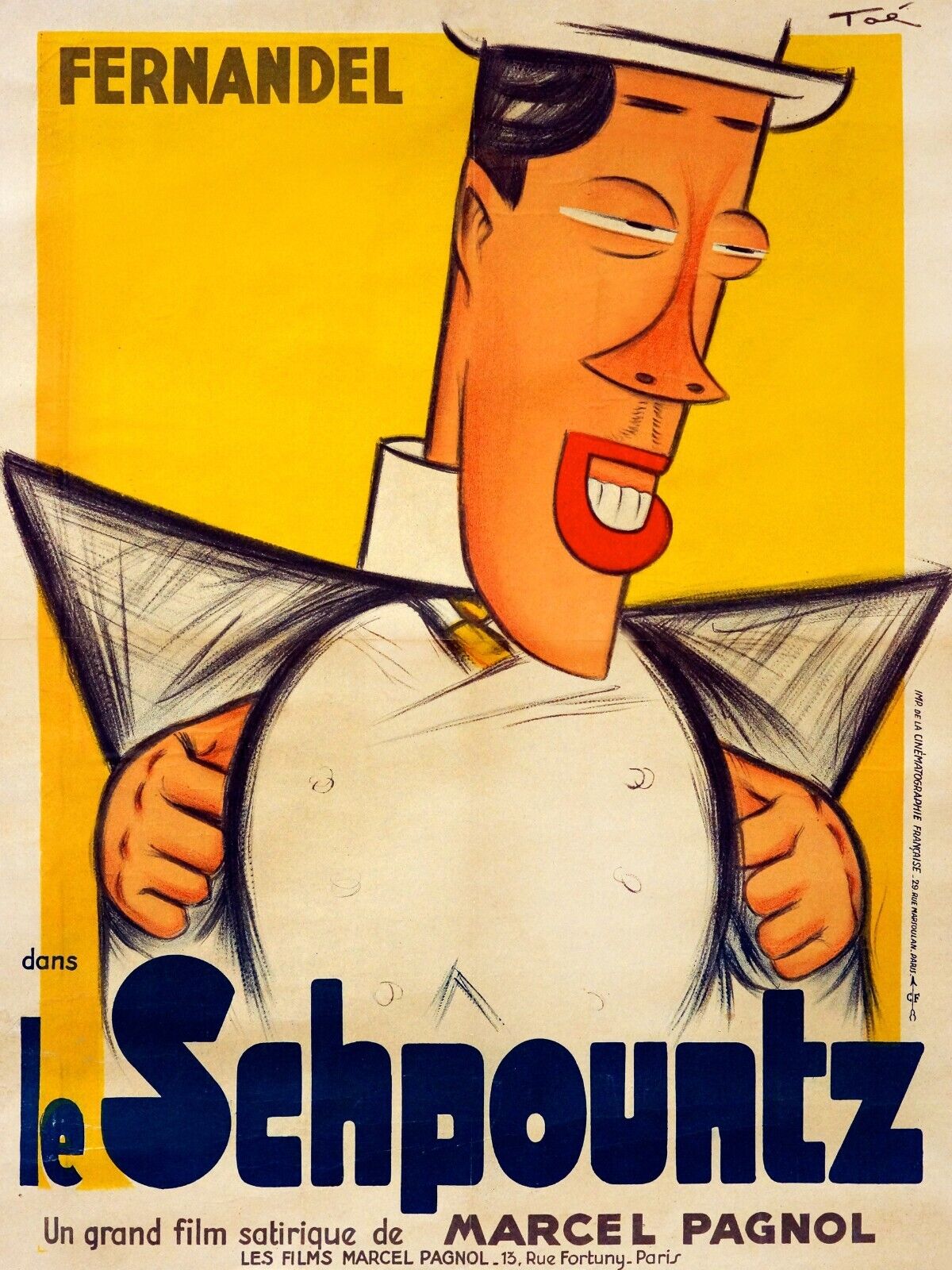 LE SCHPOUNTZ, FERNANDEL, PAGNOL, 1938,  REPRO AFFICHE CINEMA VINTAGE, HQ