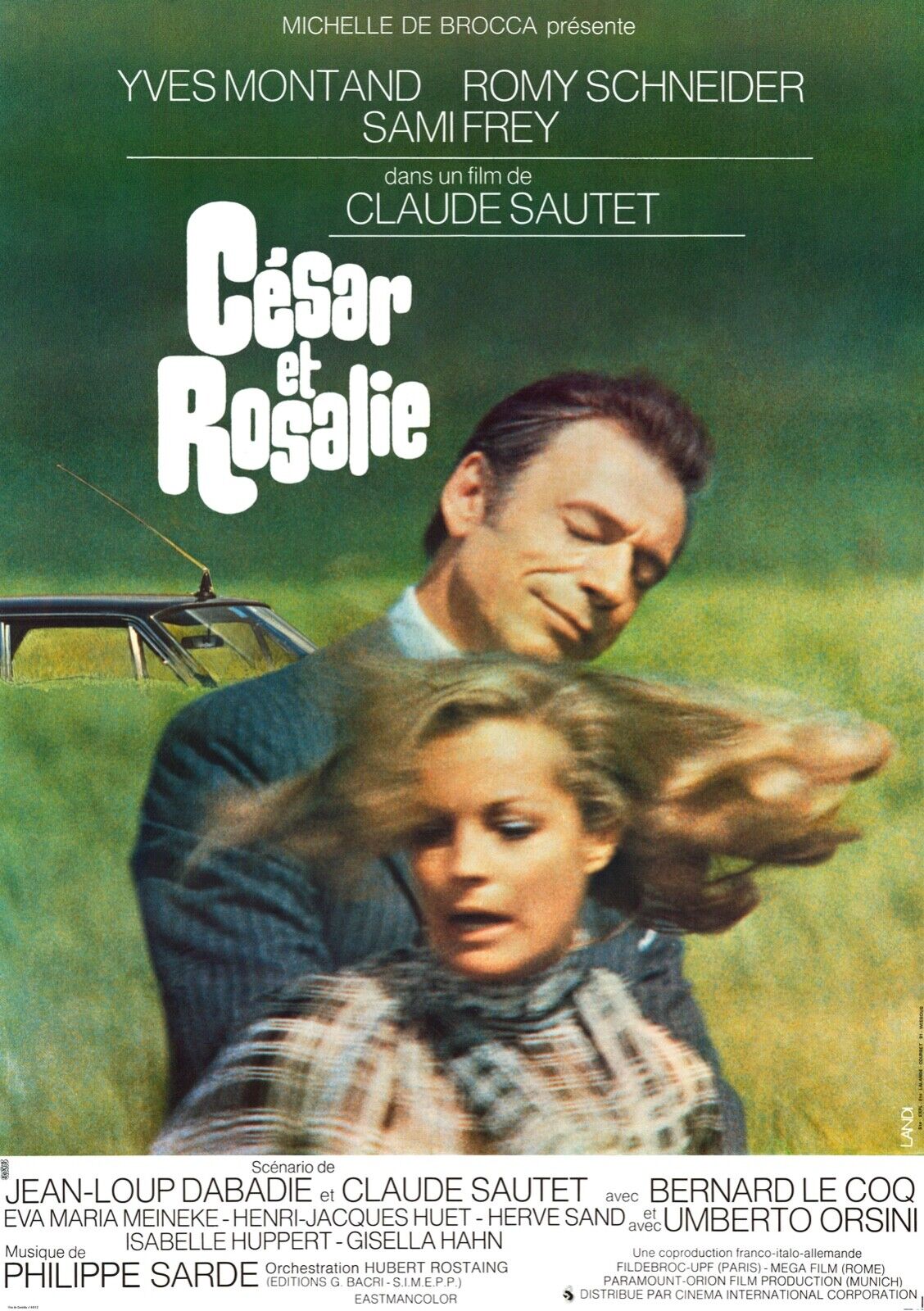 CÉSAR Y ROSALIE, YVES MONTAND, 1972, REPRODUCCIÓN DE CARTEL DE PELÍCULA, VINTAGE, HQ