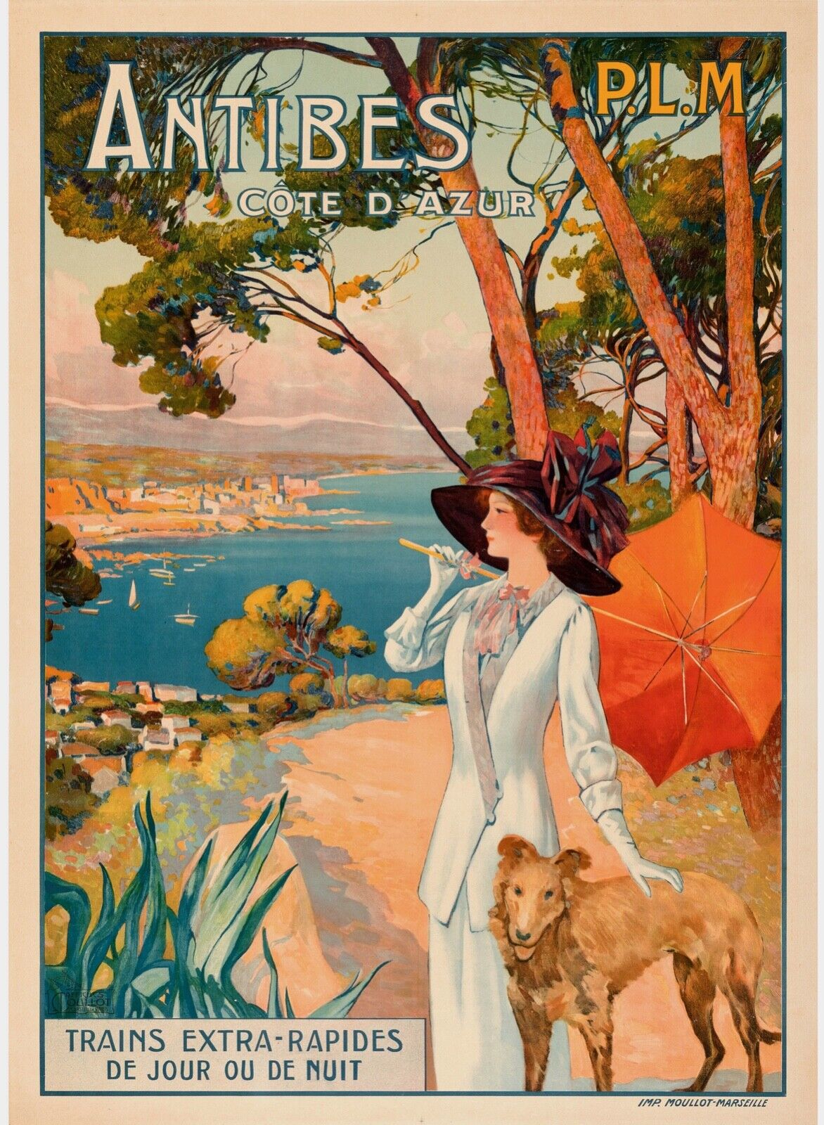 ANTIBES, CÔTE D’AZUR, PAQUEBOT, REPRO TRAVEL PUBLICITY POSTER, VINTAGE, HQ