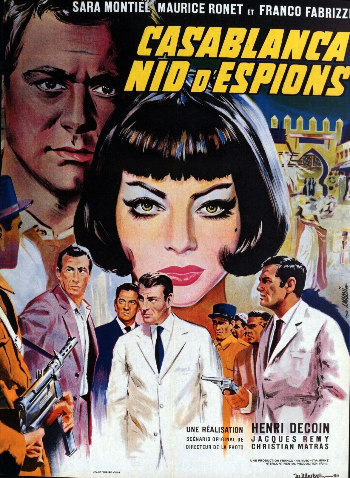 CASABLANCA NEST OF SPIES, KEN CLARK, 1963, REPRO MOVIE POSTER, VINTAGE, HQ