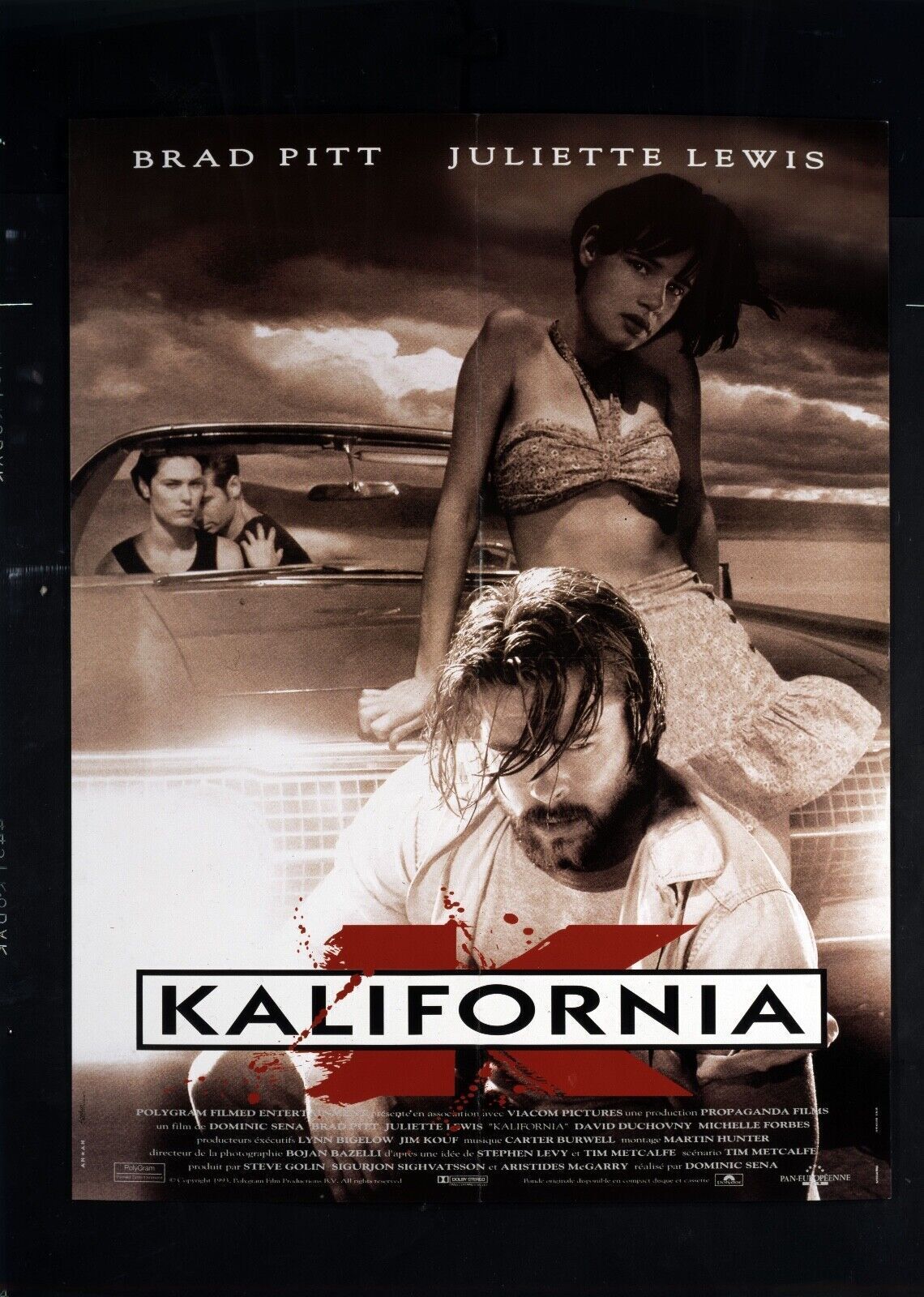 KALIFORNIA, BRAD PITT, 1993, REPRO MOVIE POSTER, VINTAGE, HQ