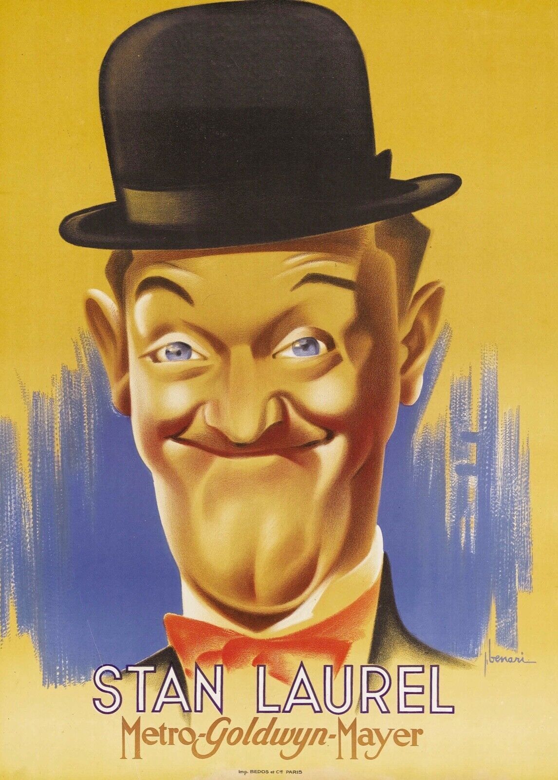 PORTRAIT STAN LAUREL REPRO AFFICHE CINEMA VINTAGE, HQ
