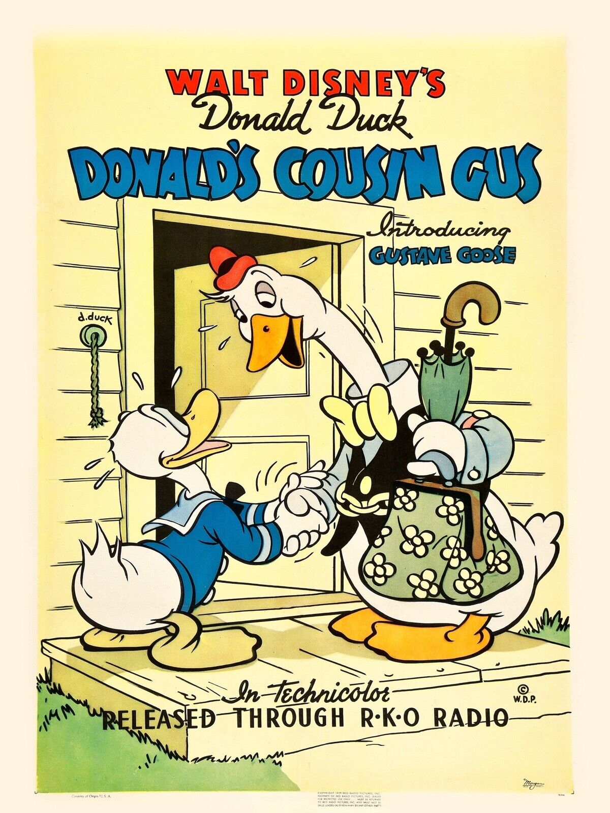 DONALD’S COUSIN GUS, WALT DISNEY, 1939, REPRO MOVIE POSTER, VINTAGE, HQ