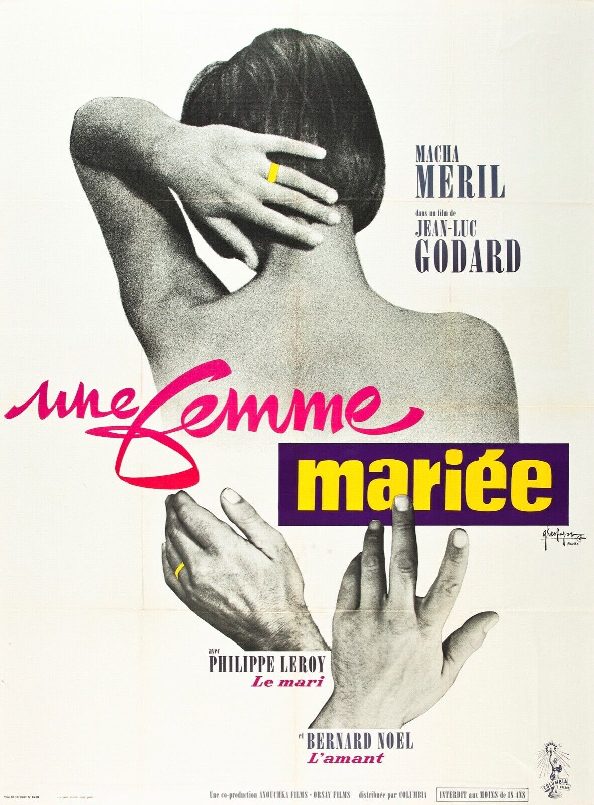 UNA MUJER CASADA, JEAN-LUC GODARD, MACHA MERIL, 1964, CARTEL DE CINE VINTAGE, HQ