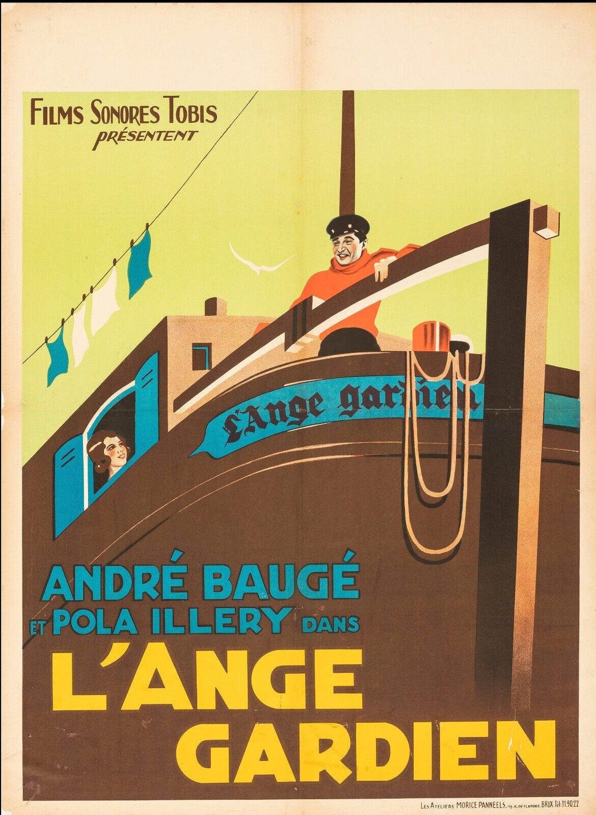 L'ANGE GARDIEN ANDRÉ BAUGÉ, REPRO AFFICHE CINEMA VINTAGE HQ
