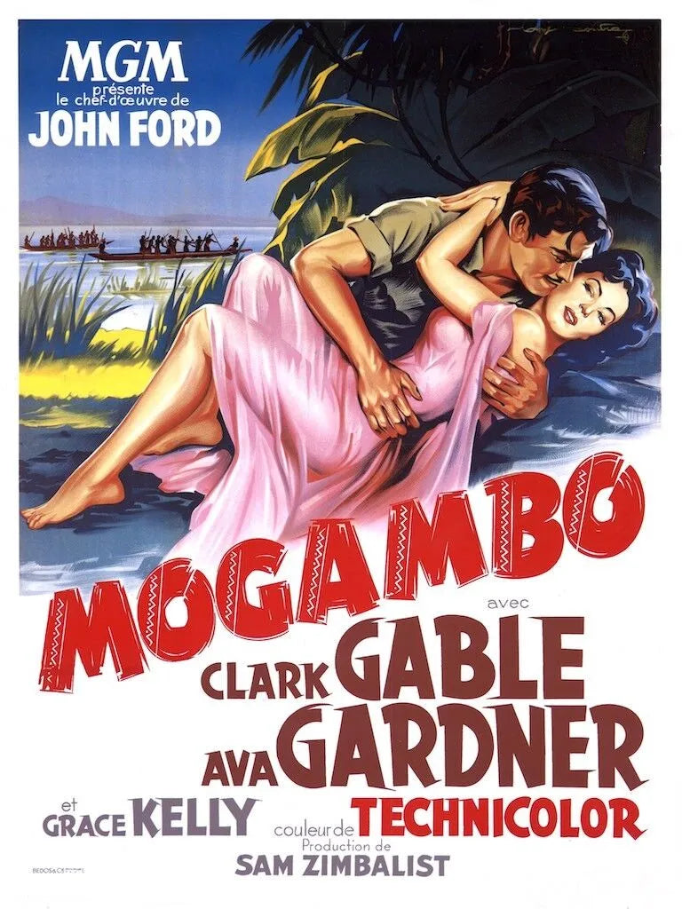 MOGAMBO, CLARK GABLE, AVA GARDNER, 1946, repro cinema poster, VINTAGE, HQ