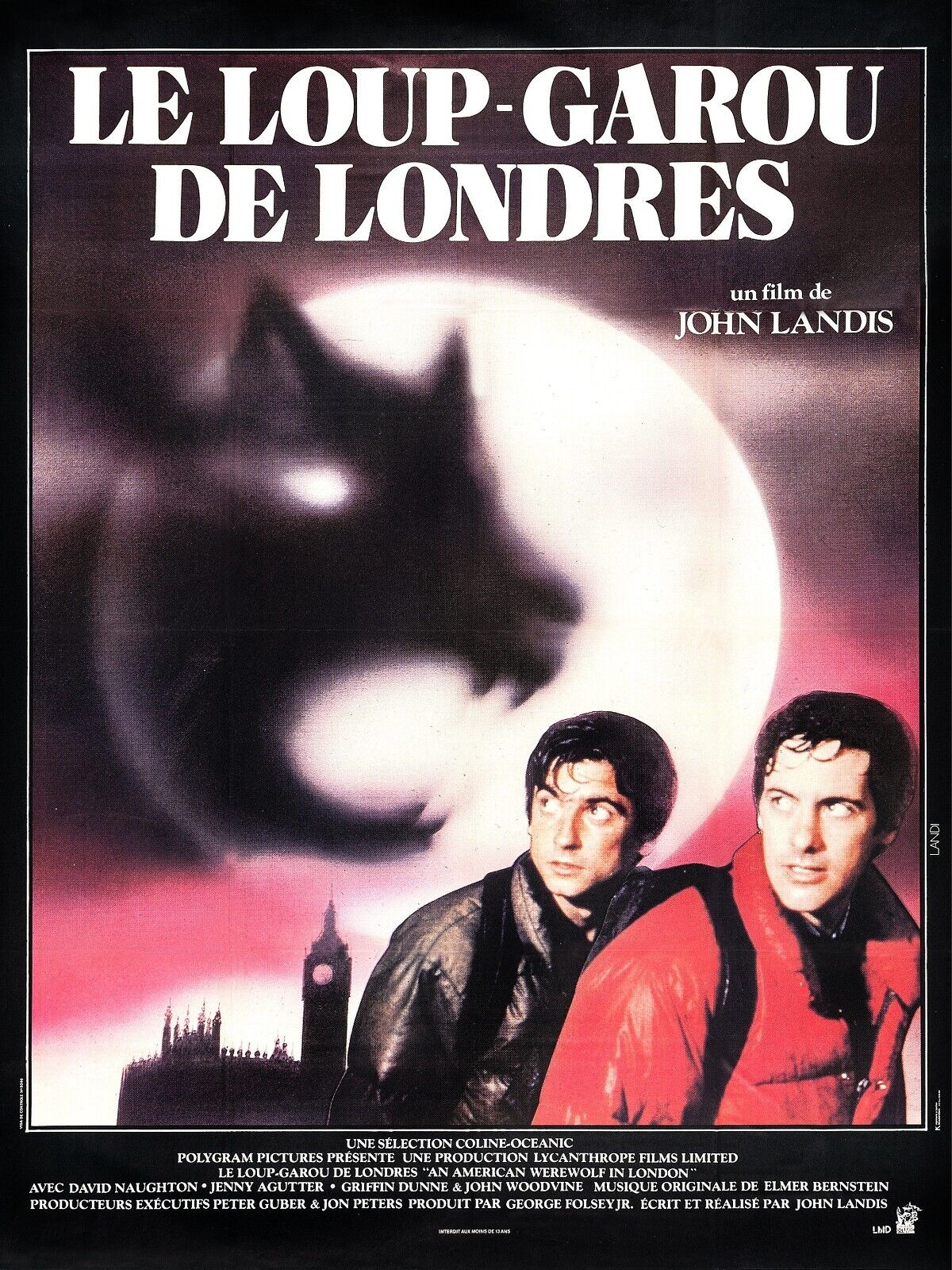 LE LOUP-GAROU DE LONDRES, DAVID NAUGHTON, 1981, REPRO AFFICHE CINEMA VINTAGE, HQ