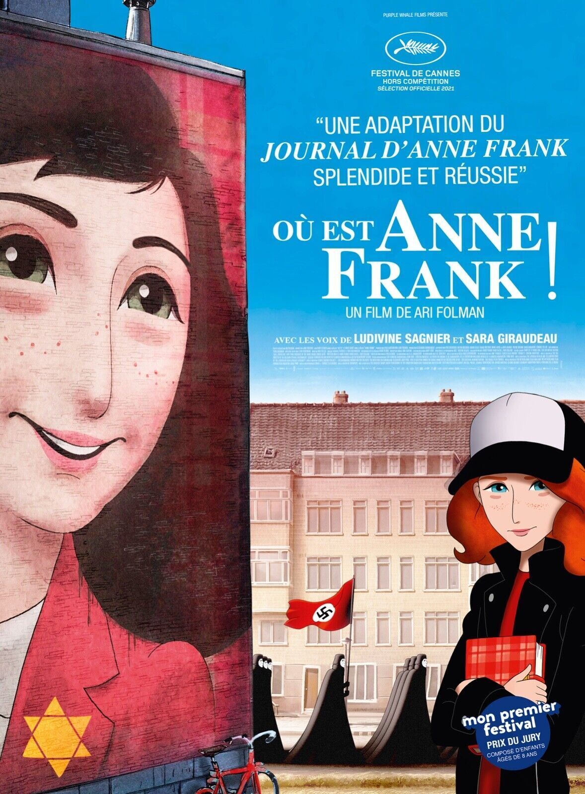 OÙ EST ANNE FRANK ! RUBY STOKES, 2021, REPRO AFFICHE CINEMA VINTAGE, HQ