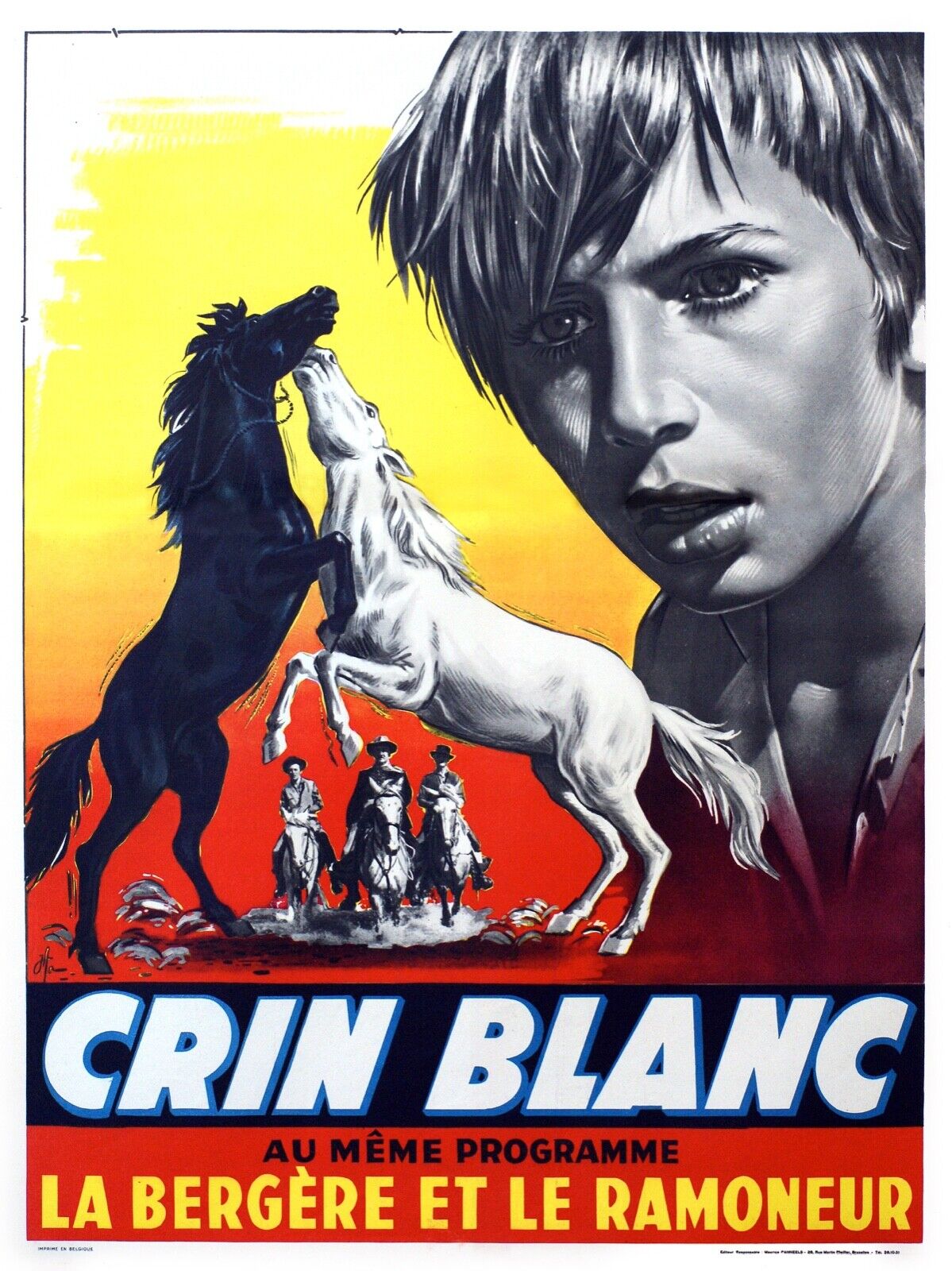 CRIN BLANC, CHEVAUX, 1953, REPRO MOVIE POSTER, VINTAGE, HQ