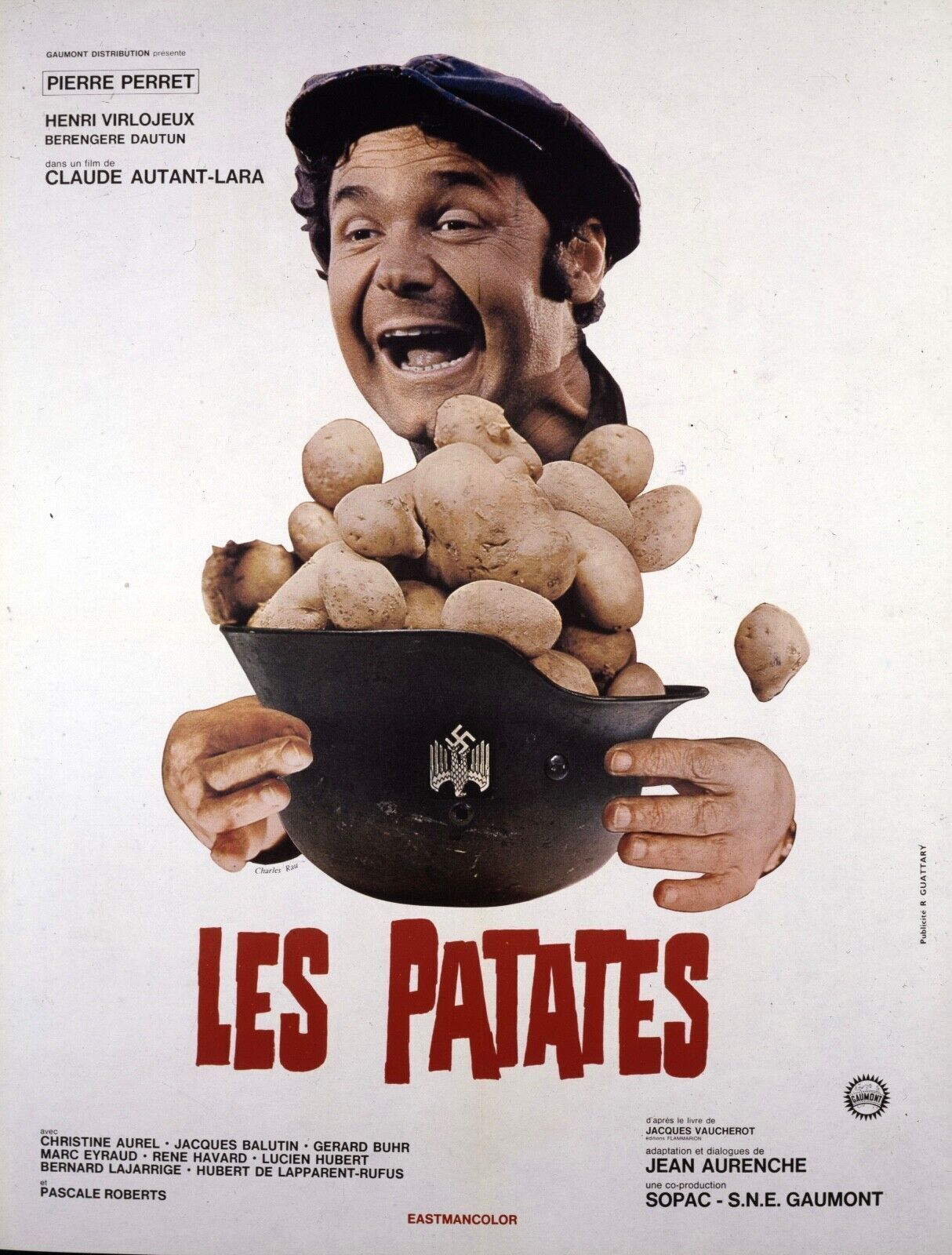 LAS PATATAS, PIERRE PERRET, 1969, REPRODUCCIÓN DE CARTEL DE CINE VINTAGE, HQ