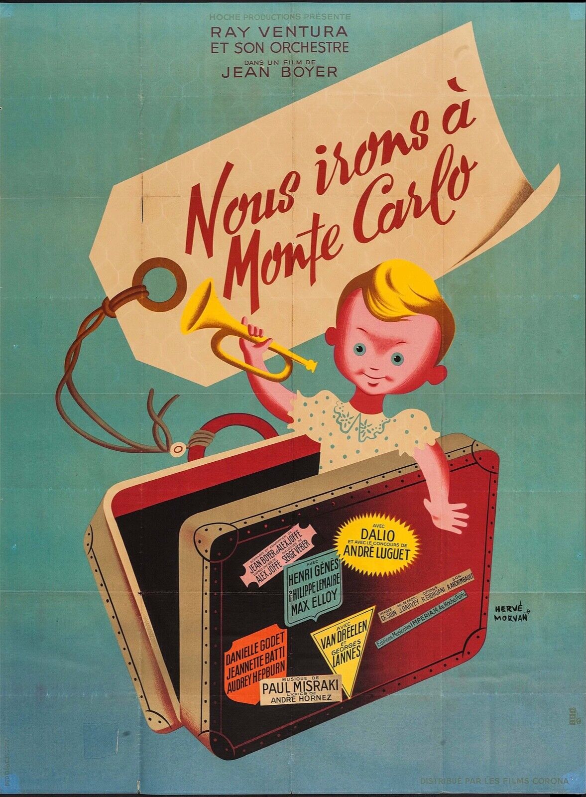 NOUS IRONS À MONTE CARLO, RAY VENTURA - REPRO MOVIE POSTER, VINTAGE, HQ.