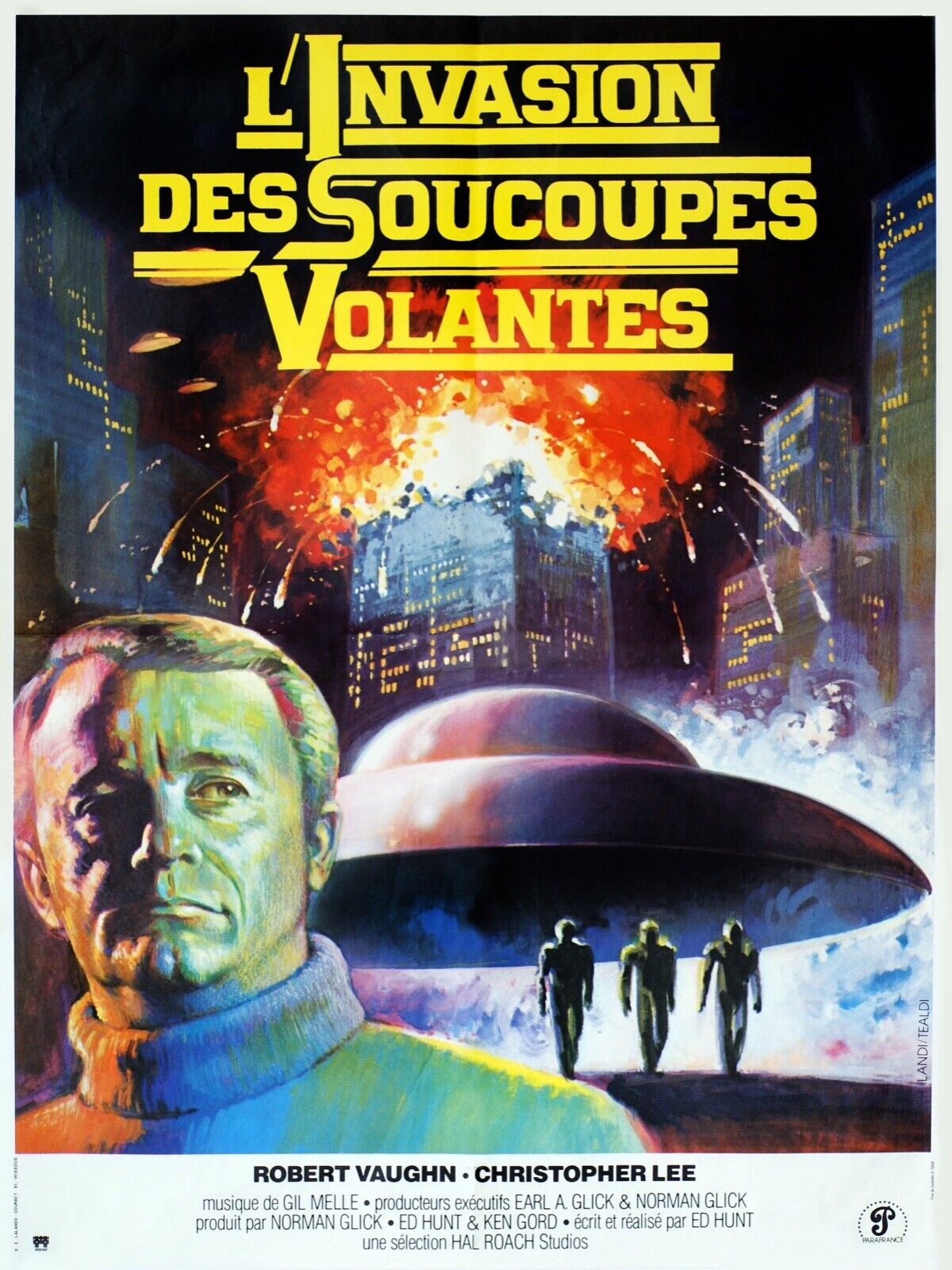 L’INVASION DES SOUCOUPES VOLANTES, CHRISTOPHER LEE, 1977, REPRO MOVIE POSTER, VINTAGE, HQ