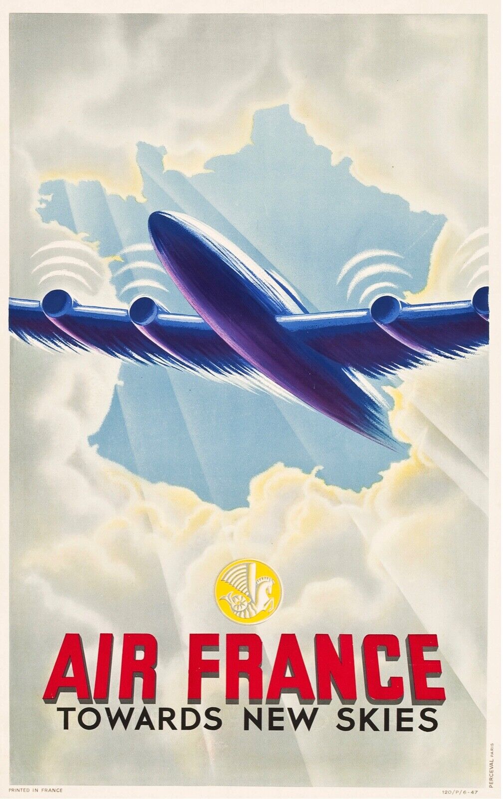 Air France, TOWARDS NEW SKIES REPRO CANVAS POSTER AND VINTAGE CINEMA