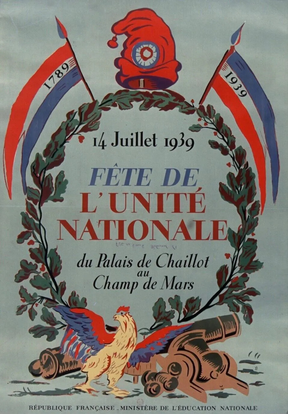 14 JUILLET 1939, FÊTE NATIONALE, REPRO AFFICHE VINTAGE, HQ
