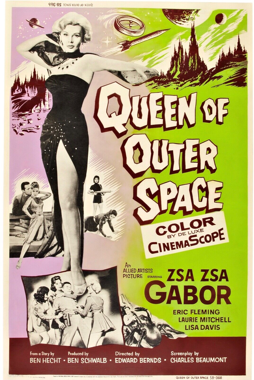 QUEEN OF OUTER SPACE, ZSA ZSA GABOR, 1958, REPRO VINTAGE CINEMA POSTER, HQ