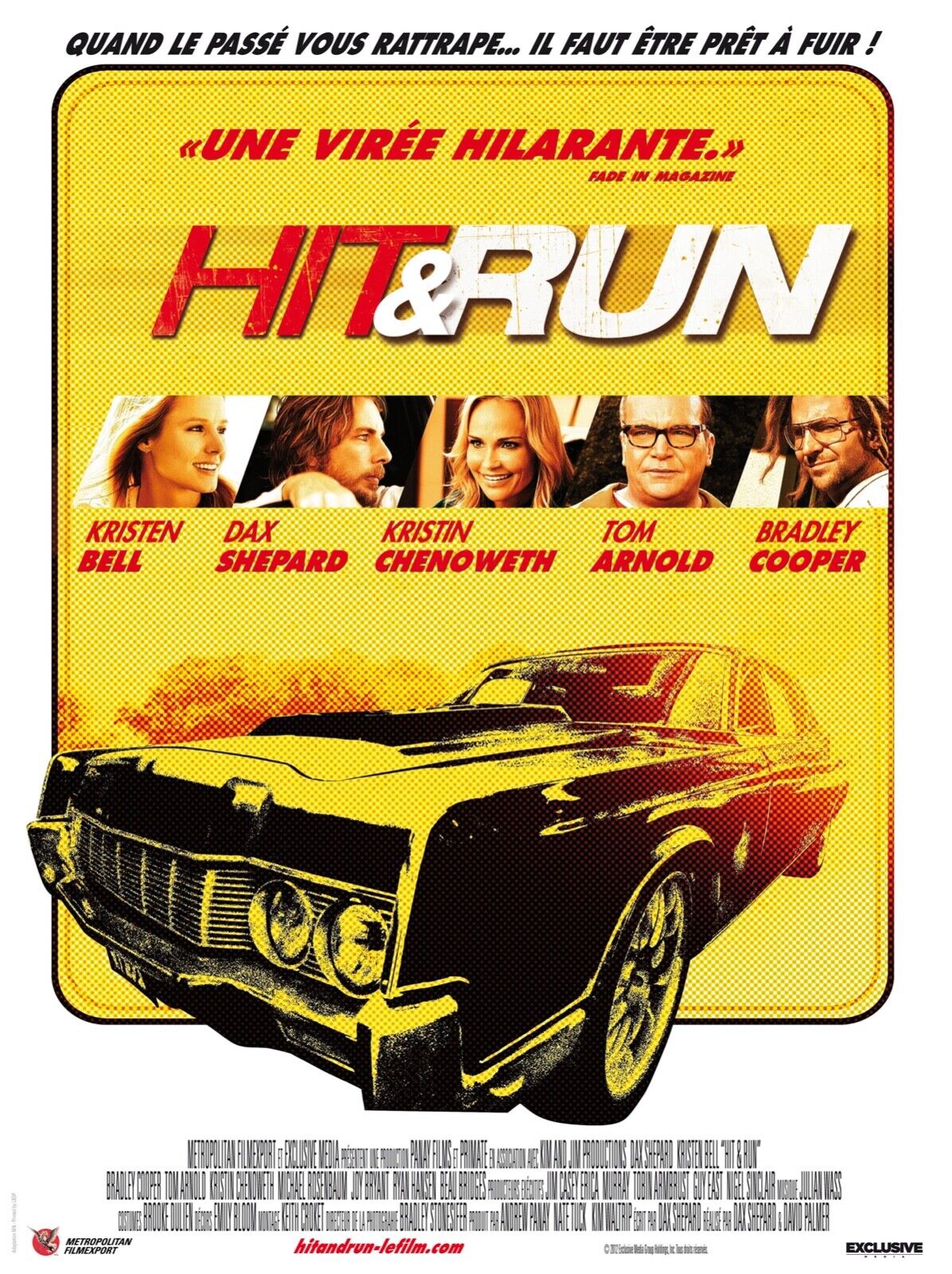 HIT AND RUN, KRISTEN BELL, 2012, REPRO MOVIE POSTER, VINTAGE, HQ.