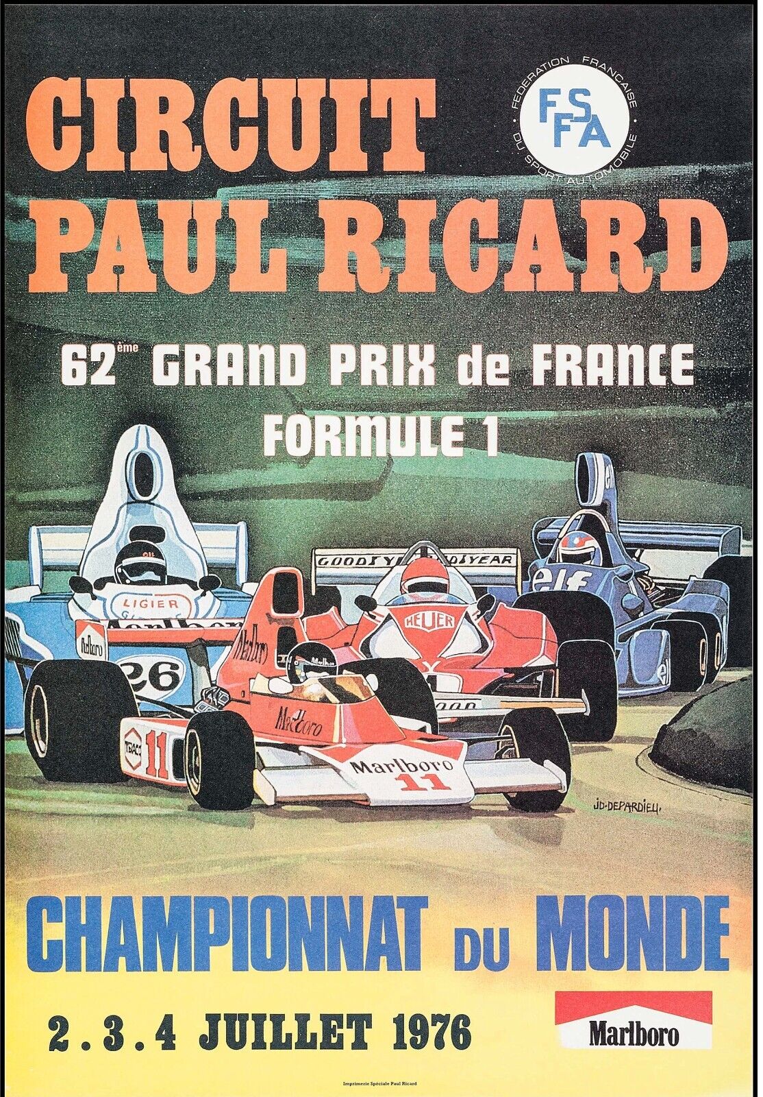 CIRCUITO PAUL RICARD, CAMPEONATO MUNDIAL, REPRODUCCIÓN DE CARTEL DE PELÍCULA, VINTAGE, SEDE