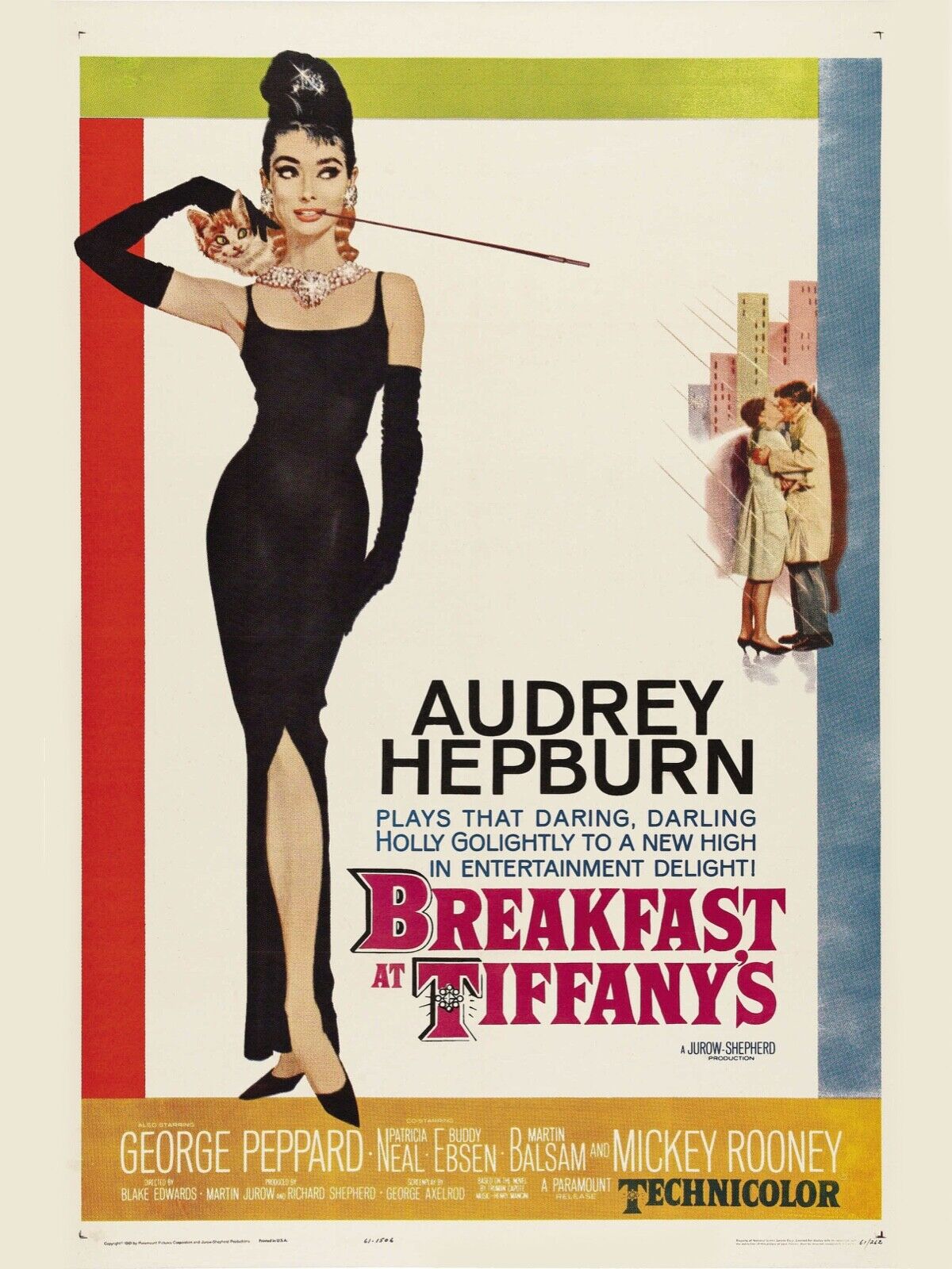 BREAKFAST AT TIFFANY’S, AUDREY HEPBURN, 1961, REPRO MOVIE POSTER, VINTAGE, HQ