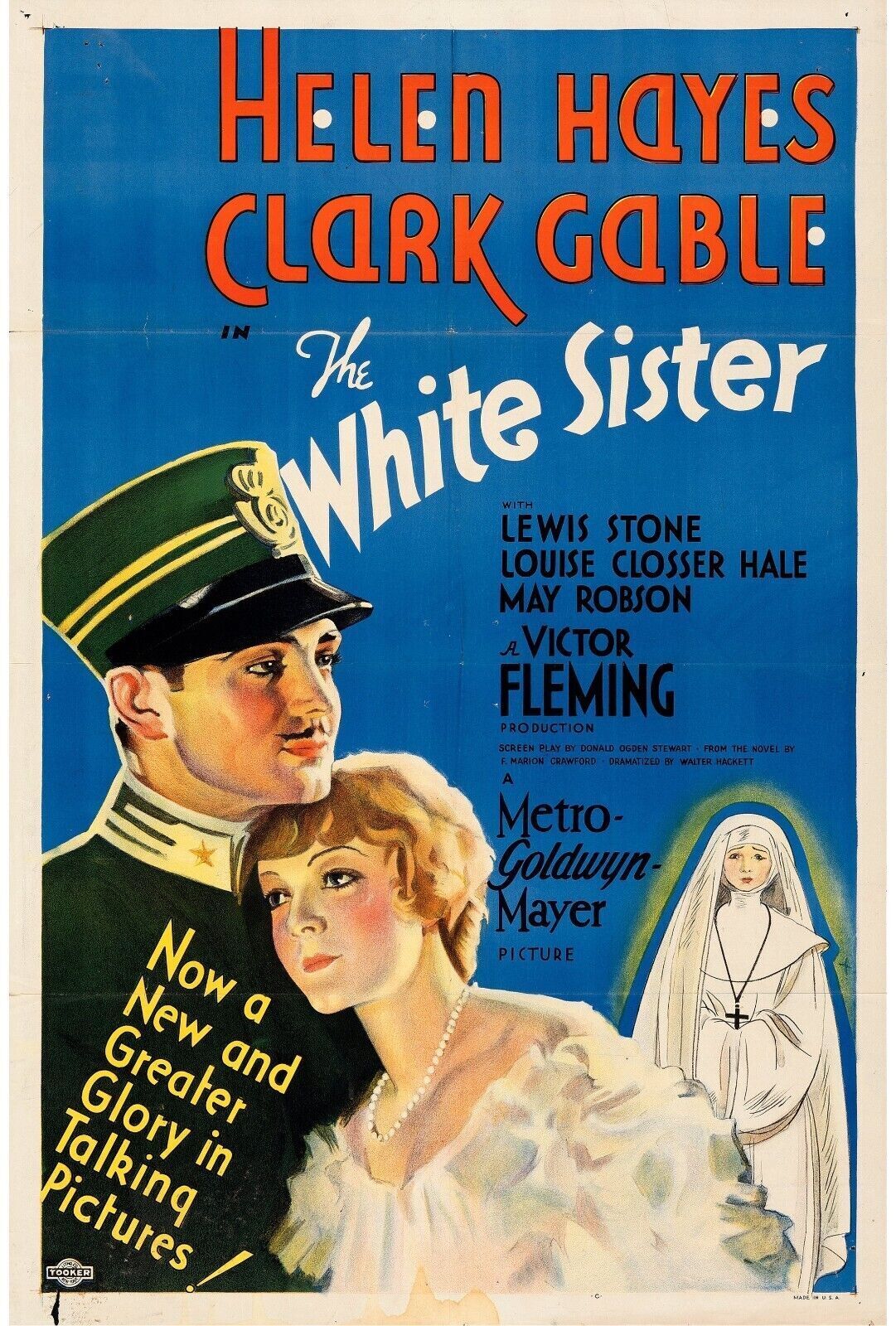 LA SOEUR BLANCHE, HELEN HAYES, CLARK GABLE, 1933, Repro affiche cinéma, VINTAGE, HQ