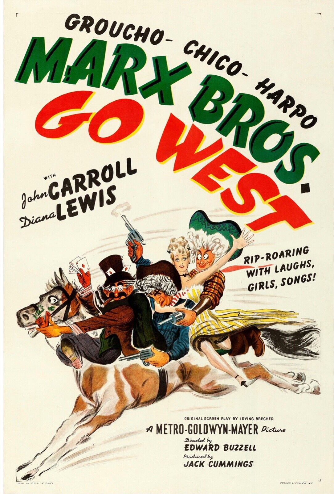 VAMOS AL OESTE, MARX BROS, REPRODUCCIÓN DE CARTELES DE CINE VINTAGE HQ