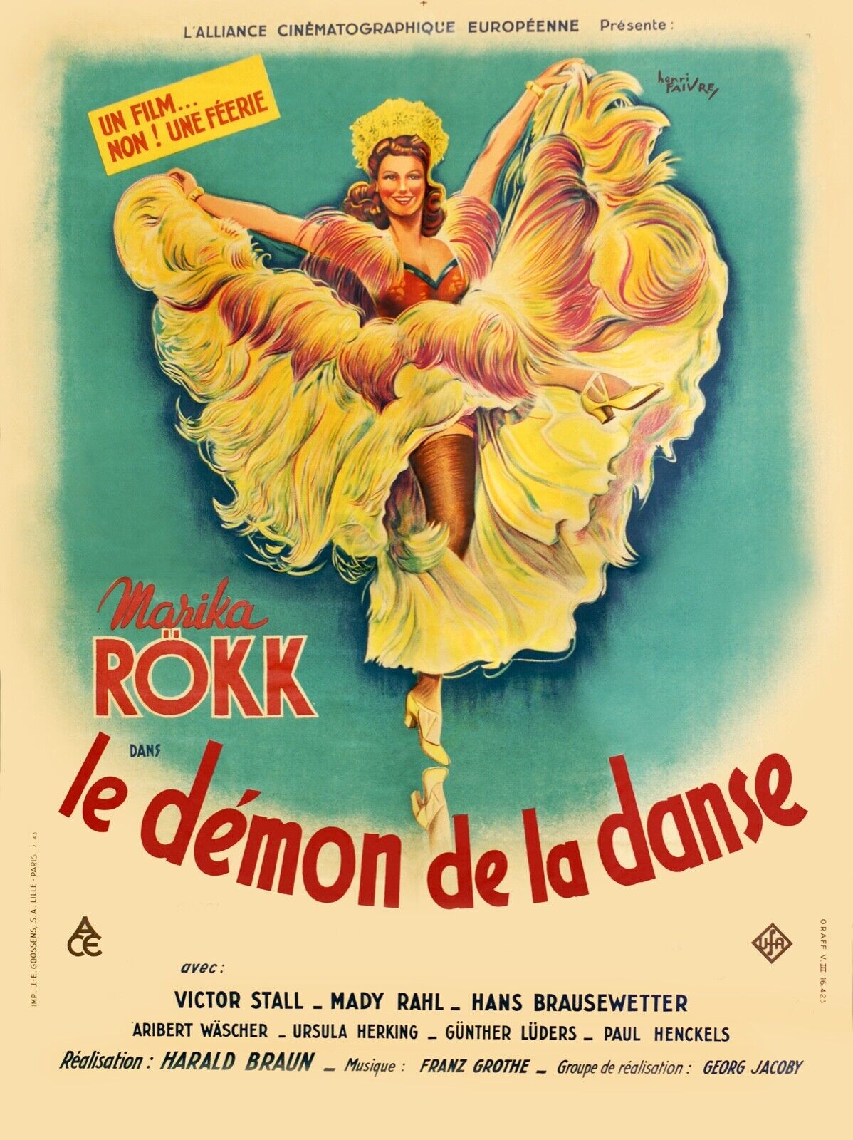 THE DANCING DEMON, MARIKA RÖKK, 1941, REPRO VINTAGE CINEMA POSTER, HQ
