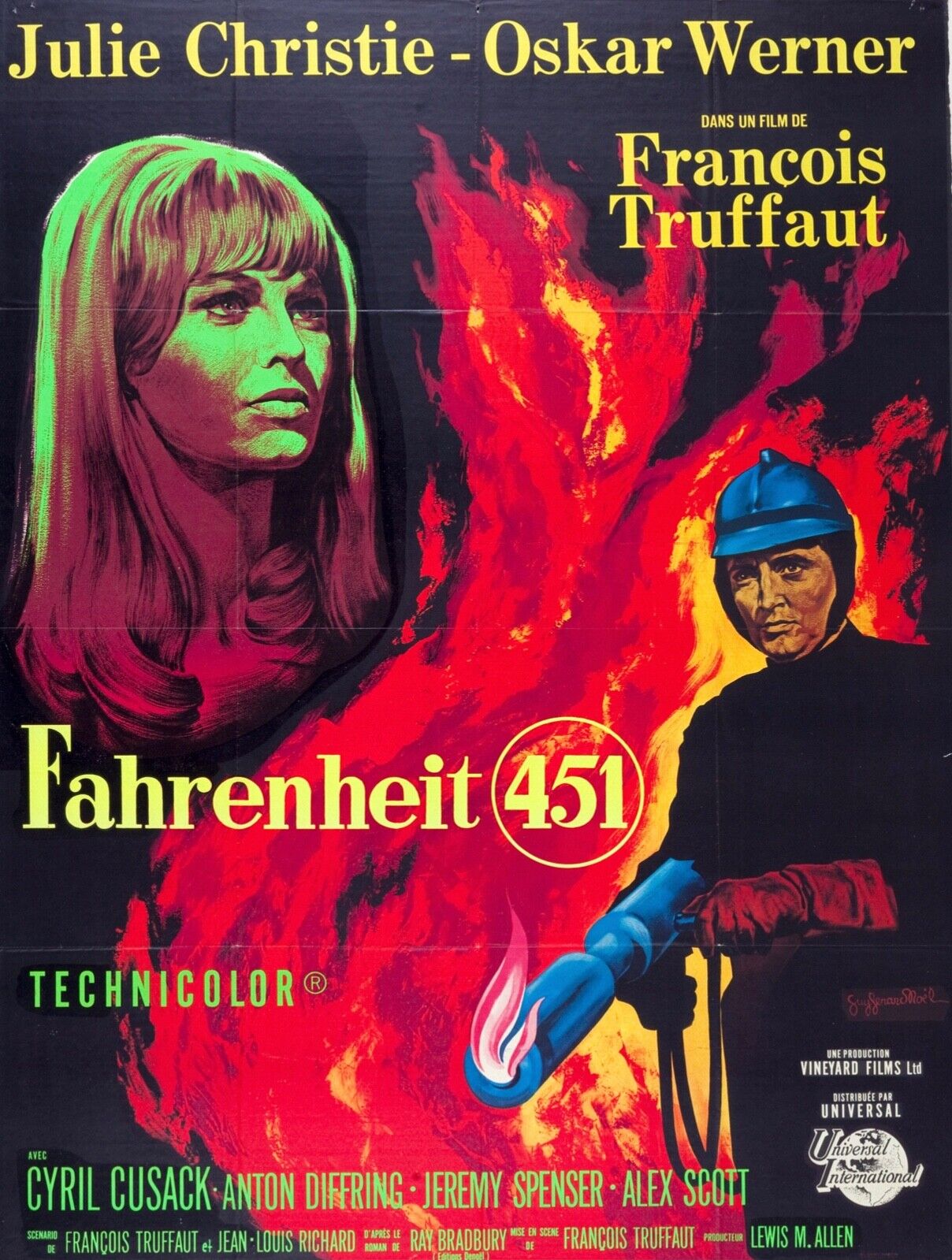 FAHRENHEIT 451, F. TRUFFAUT, REPRO VINTAGE CINEMA POSTER HQ