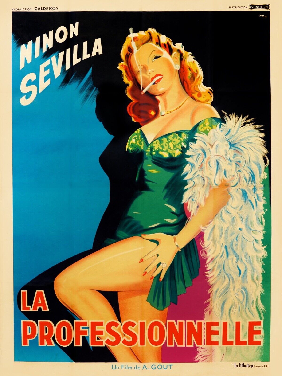 LA PROFESSIONNELLE, NINON SEVILLA, 1951, Repro affiche cinéma, VINTAGE, HQ