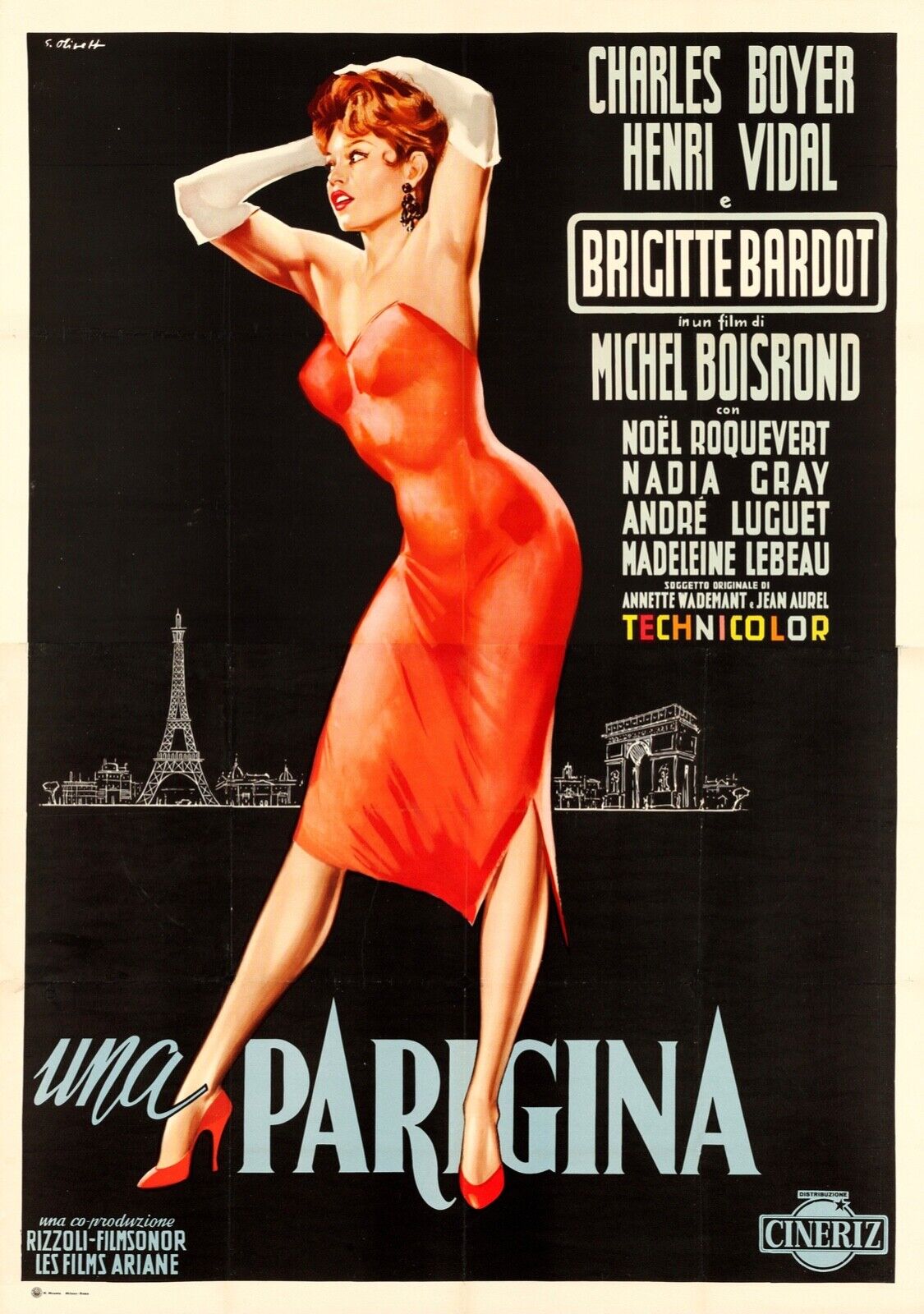 LA PARISIENNE, BRIGITTE BARDOT, 1957, REPRO AFFICHE CINEMA VINTAGE, HQ