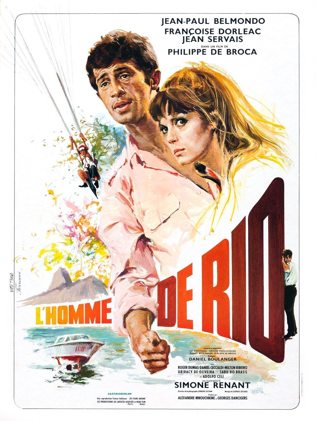 L'HOMME DE RIO, BELMONDO - REPRO AFFICHE CINEMA VINTAGE ET SUR TOILE