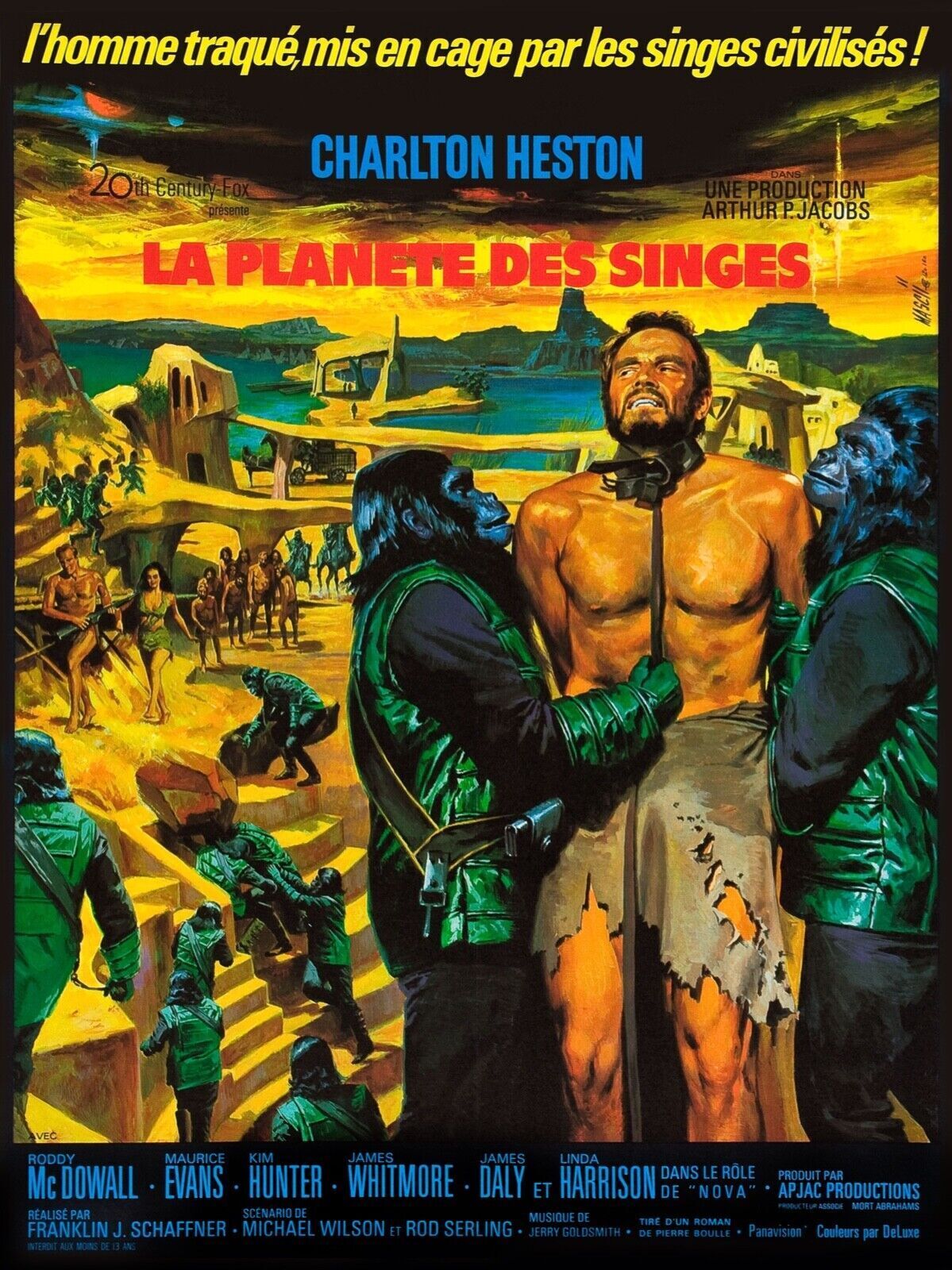 LA PLANÈTE DES SINGES, CHARLTON HESTON, 1968, Repro affiche cinéma, VINTAGE, HQ
